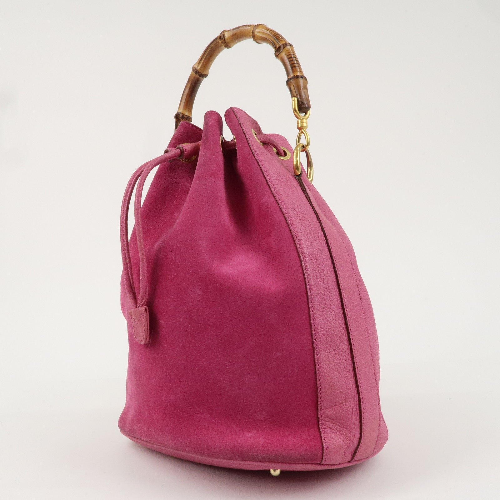 GUCCI Bamboo suede Leather 2WAY Bag Pink 001.2040.1657