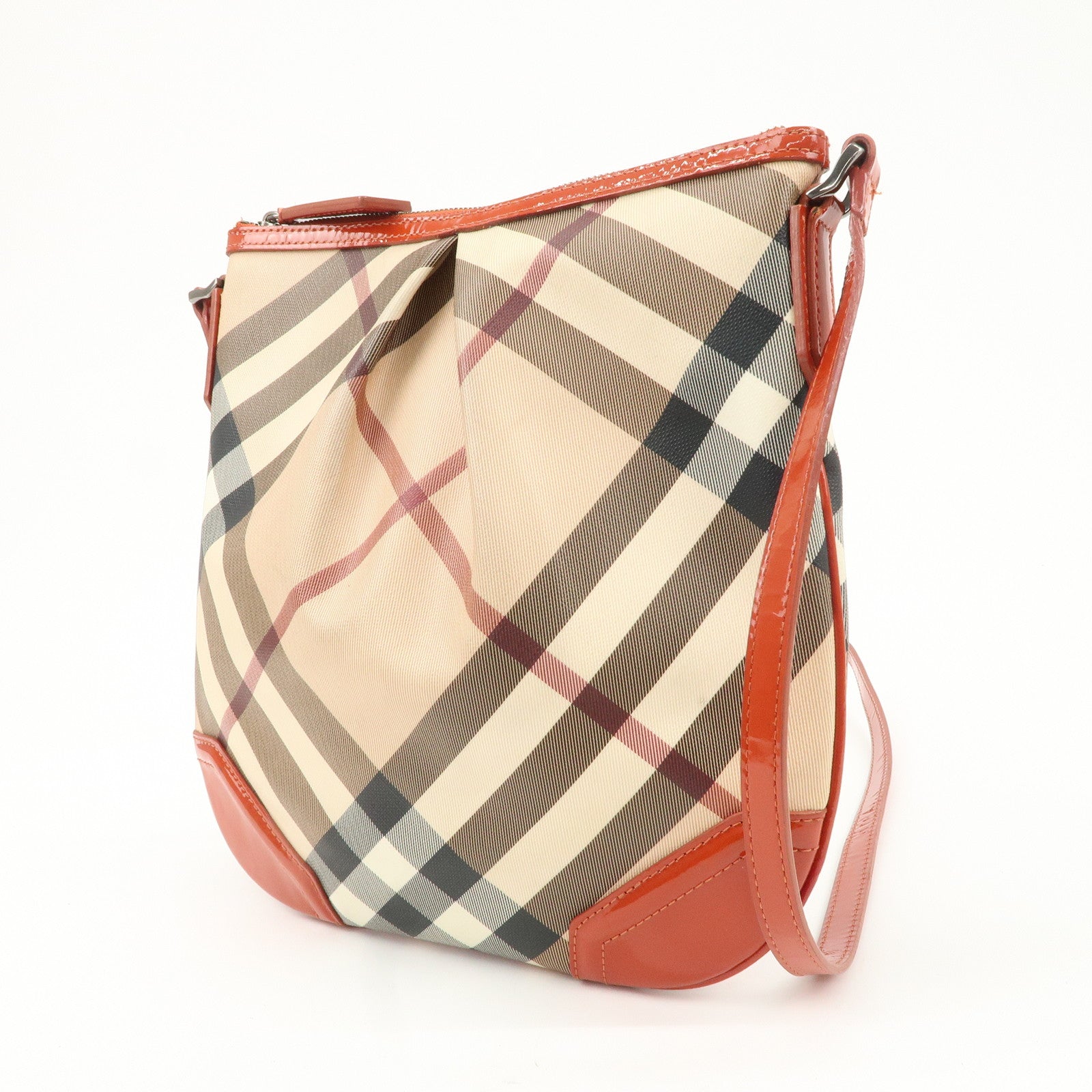 BURBERRY PVC Leather Shoulder Bag Crossbody Bag Beige Orange