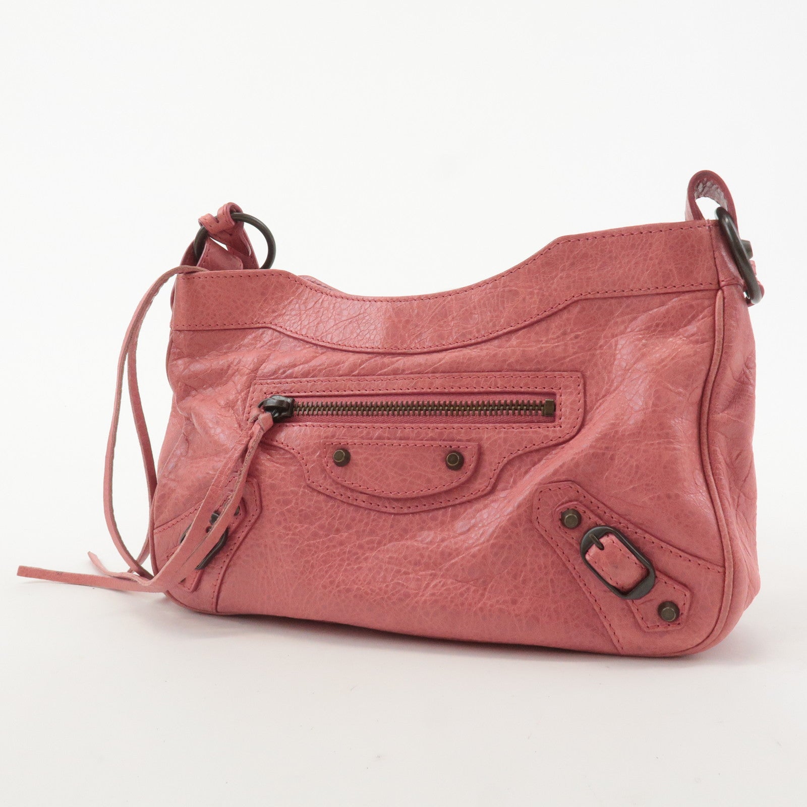 BALENCIAGA The Hip Leather Shoulder Bag Pink 242803