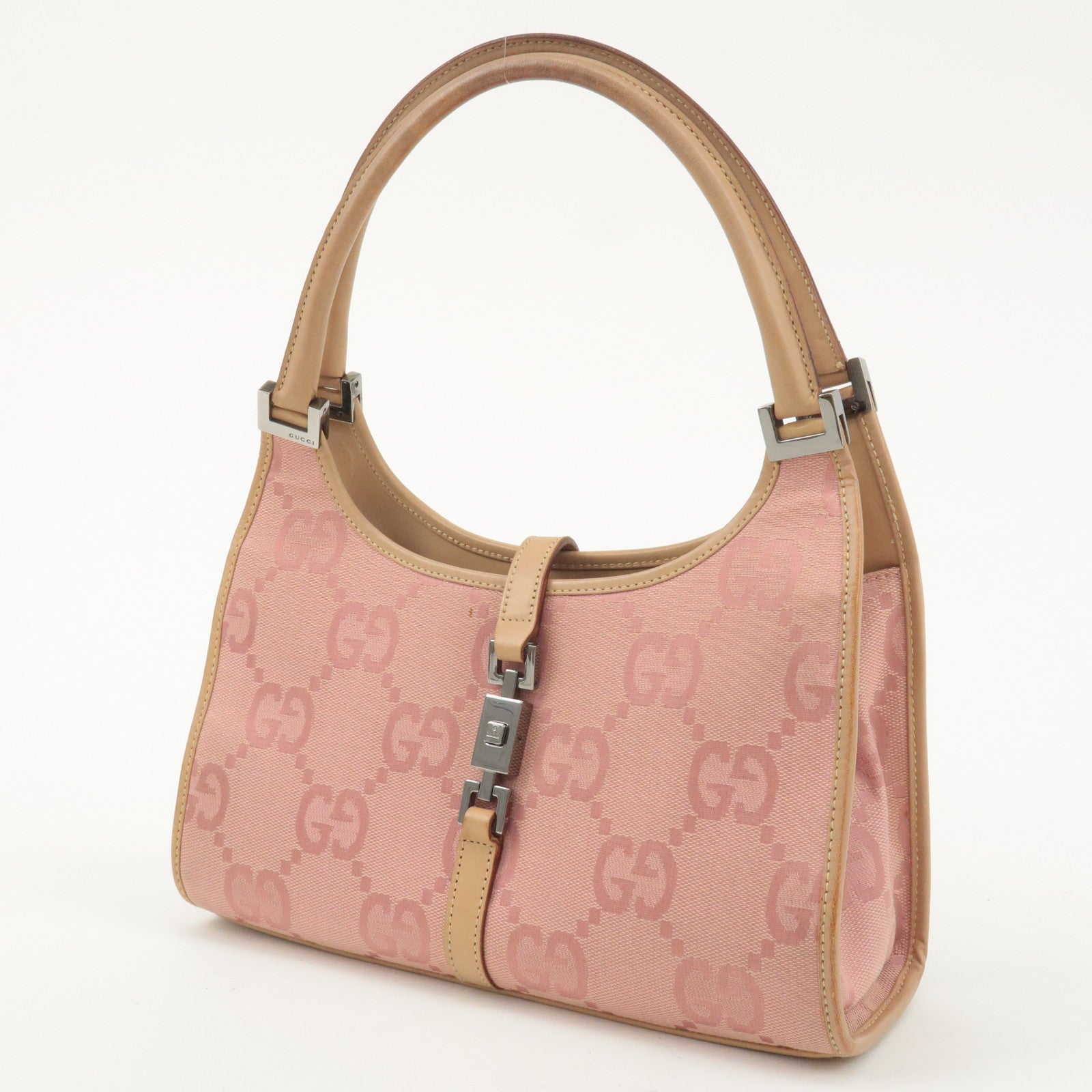 GUCCI Jackie Jumbo GG Canvas Leather Shoulder Bag 002.1068