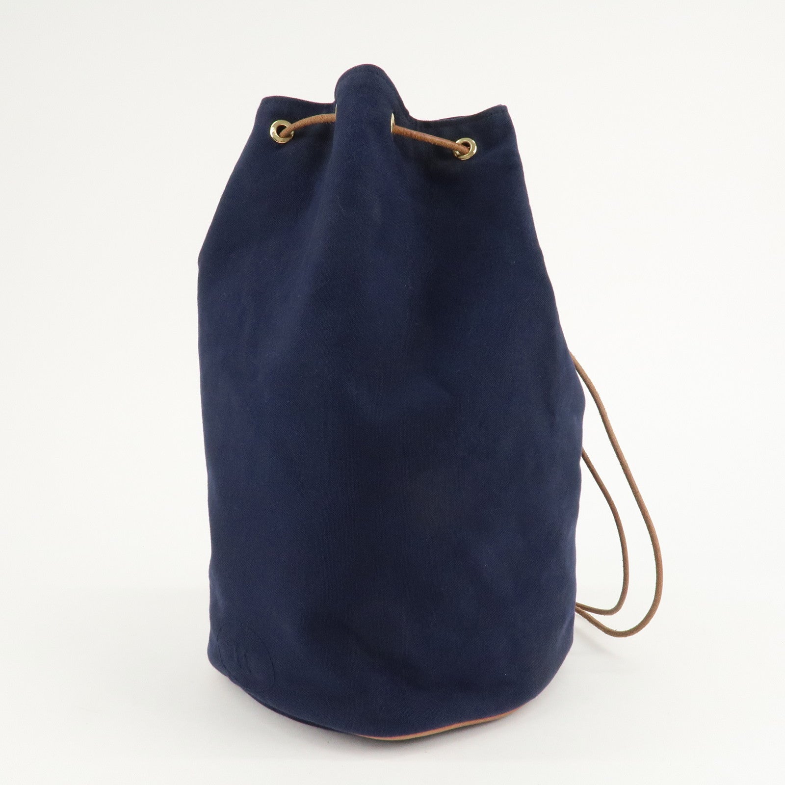 HERMES Canvas Leather Porochon Mimil GM Shoulder Bag Navy