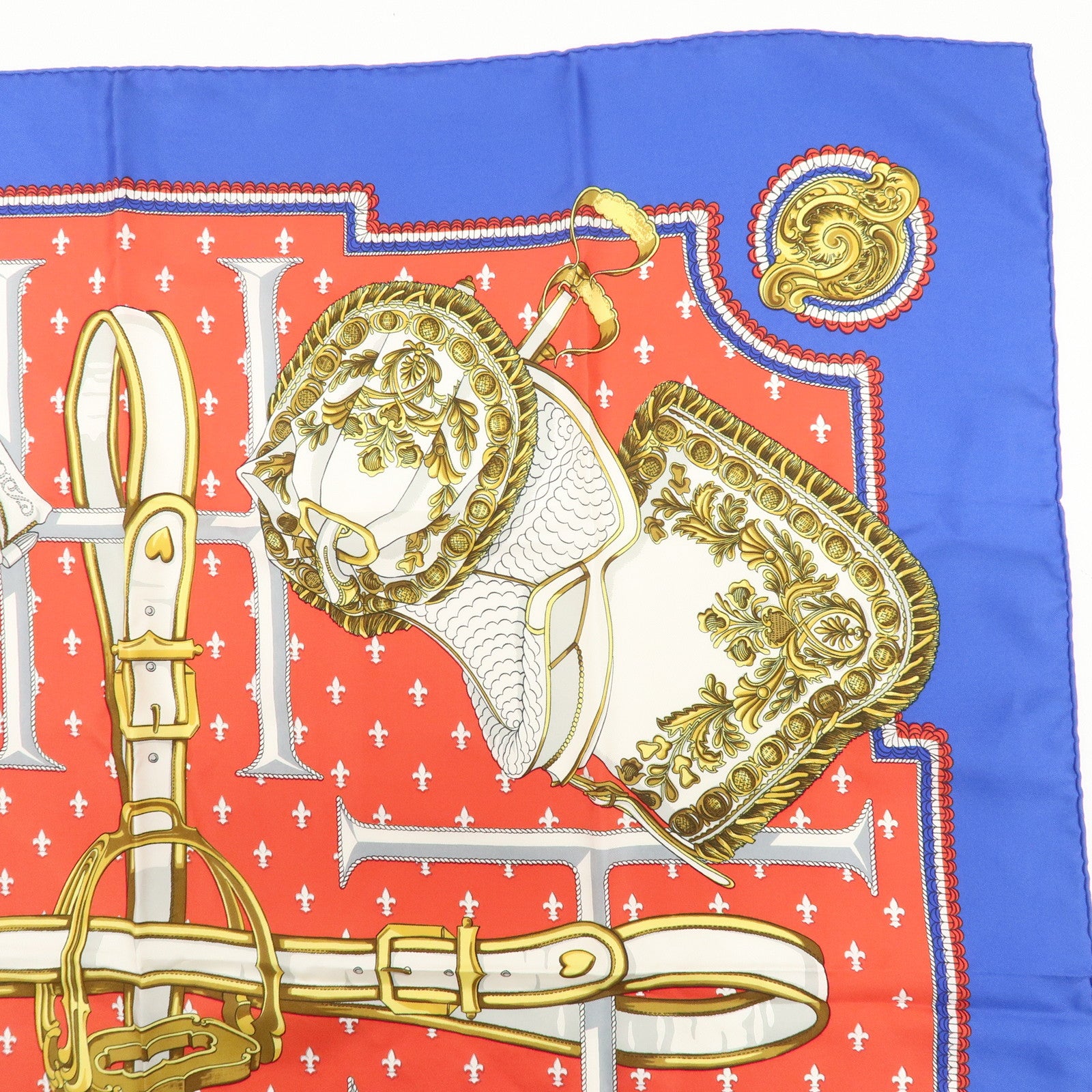 HERMES Carre 90 Silk 100% Scarf Selles A Housse Belt Print