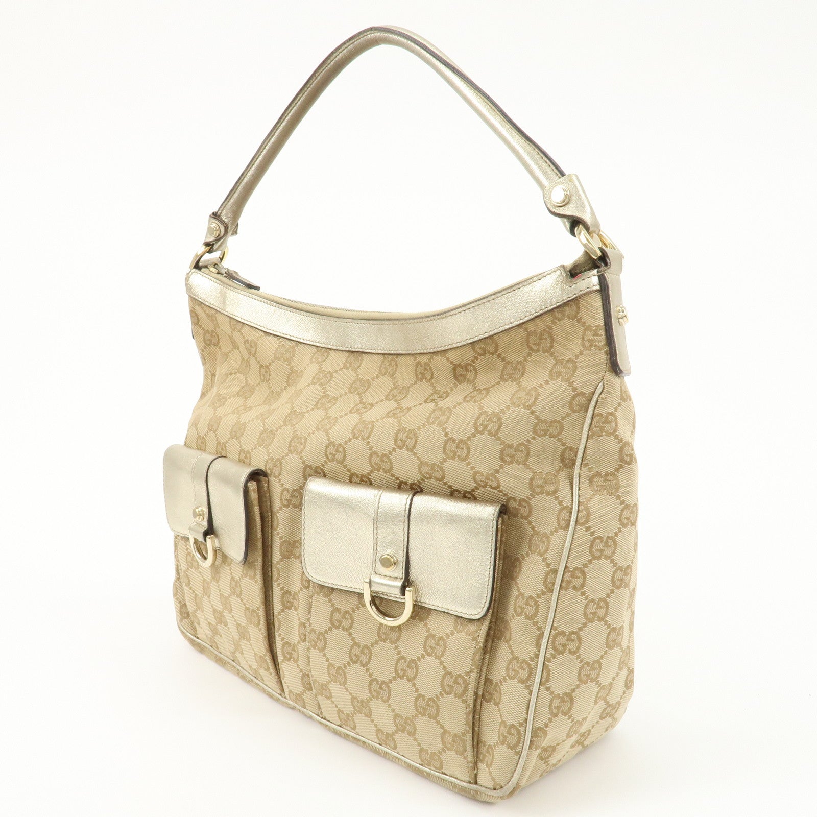 GUCCI GG Canvas Leather Shoulder Bag 153025