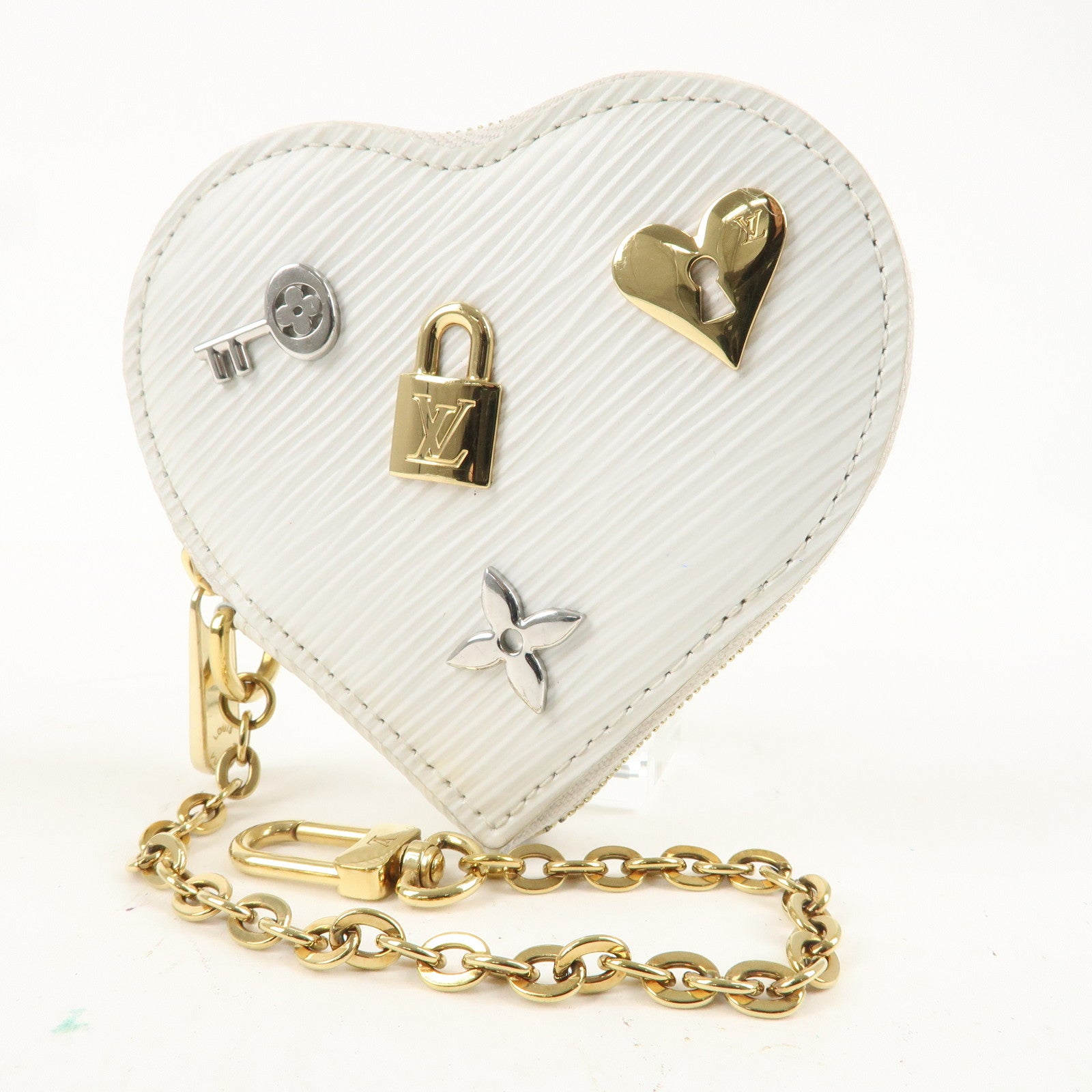 Louis Vuitton Epi Porte Monnaie Love Lock Coin Case Blanc M63996