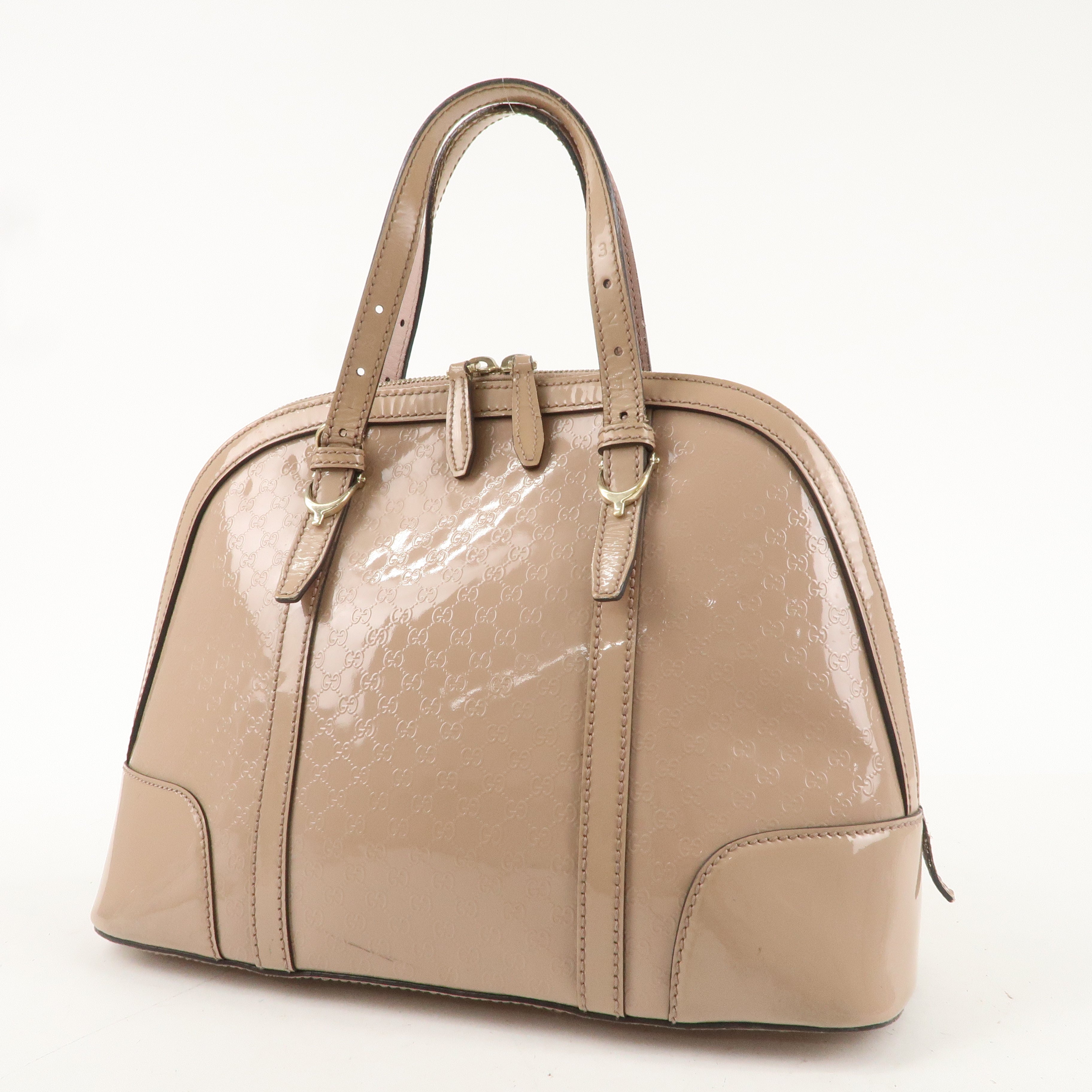 GUCCI Micro Guccissima Patent Leather 2way Hand Bag Beige 309617