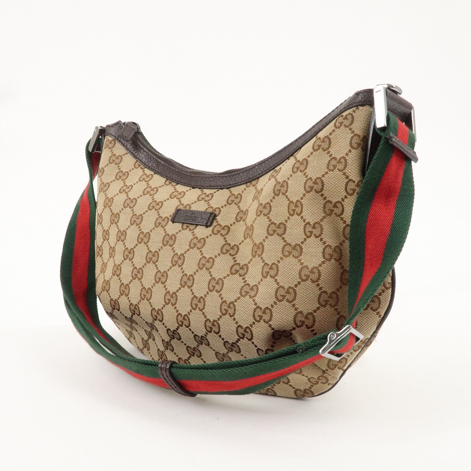 GUCCI Sherry GG Canvas Leather Shoulder Bag Beige Brown 181092