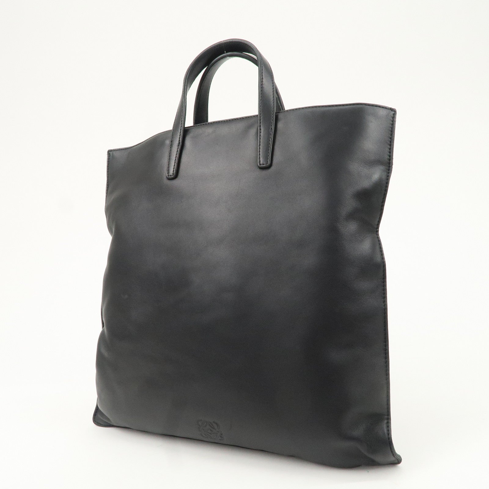 LOEWE Anagram Leather Tote Bag Black Used