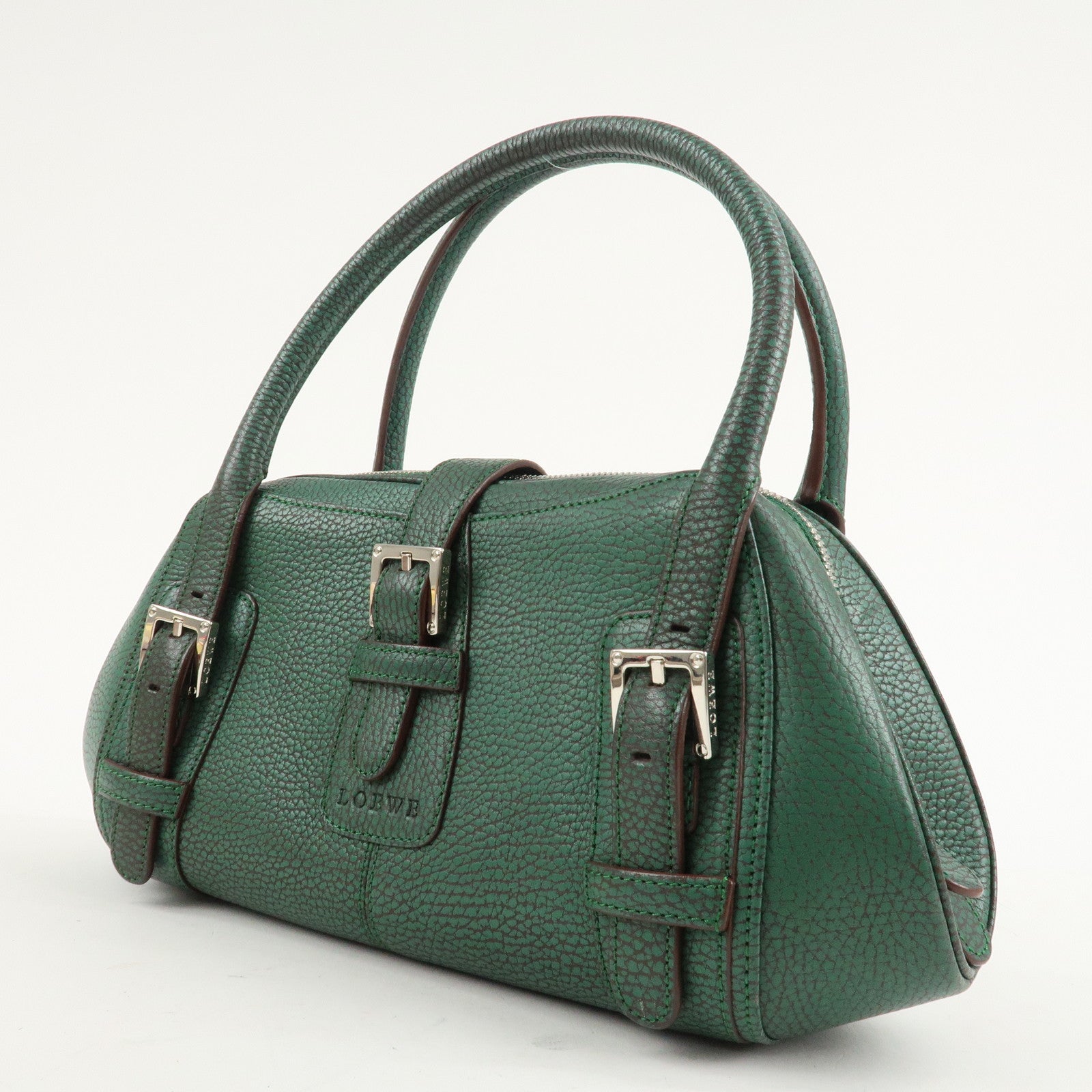 LOEWE Senda Leather Shoulder Bag Hand Bag Green