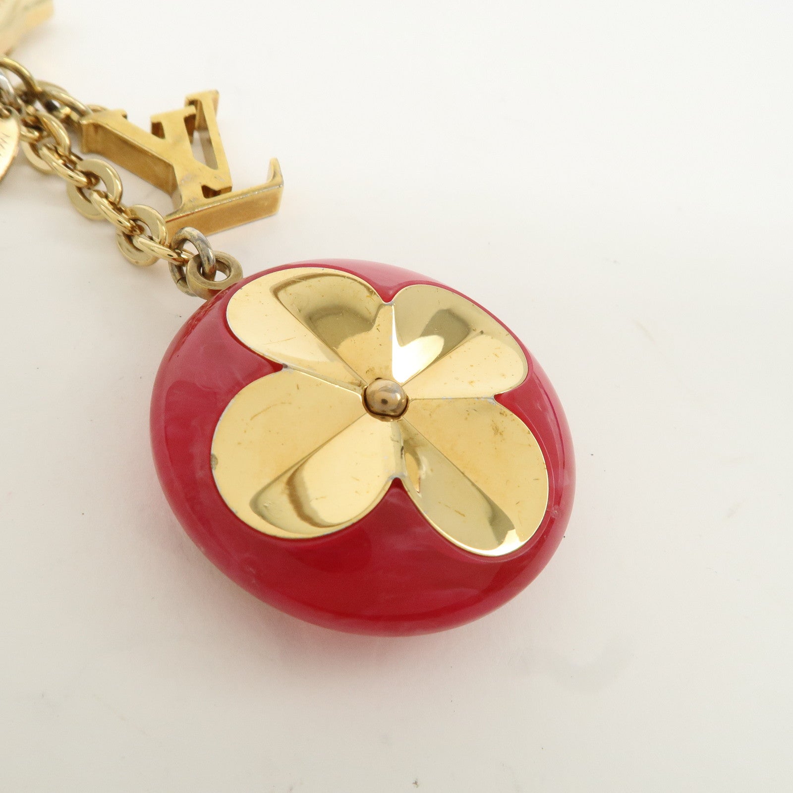 Louis Vuitton Hollow Flower Bag Charm Gold Pink M66975 Used