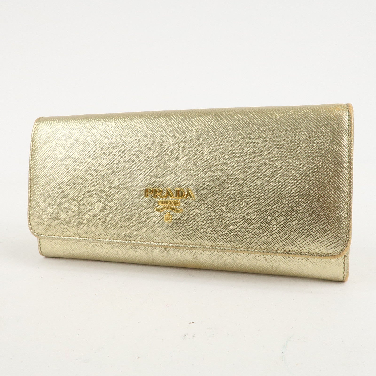 PRADA Set of 2 Saffiano Leather Bi-fold Long Wallet Glower Motif