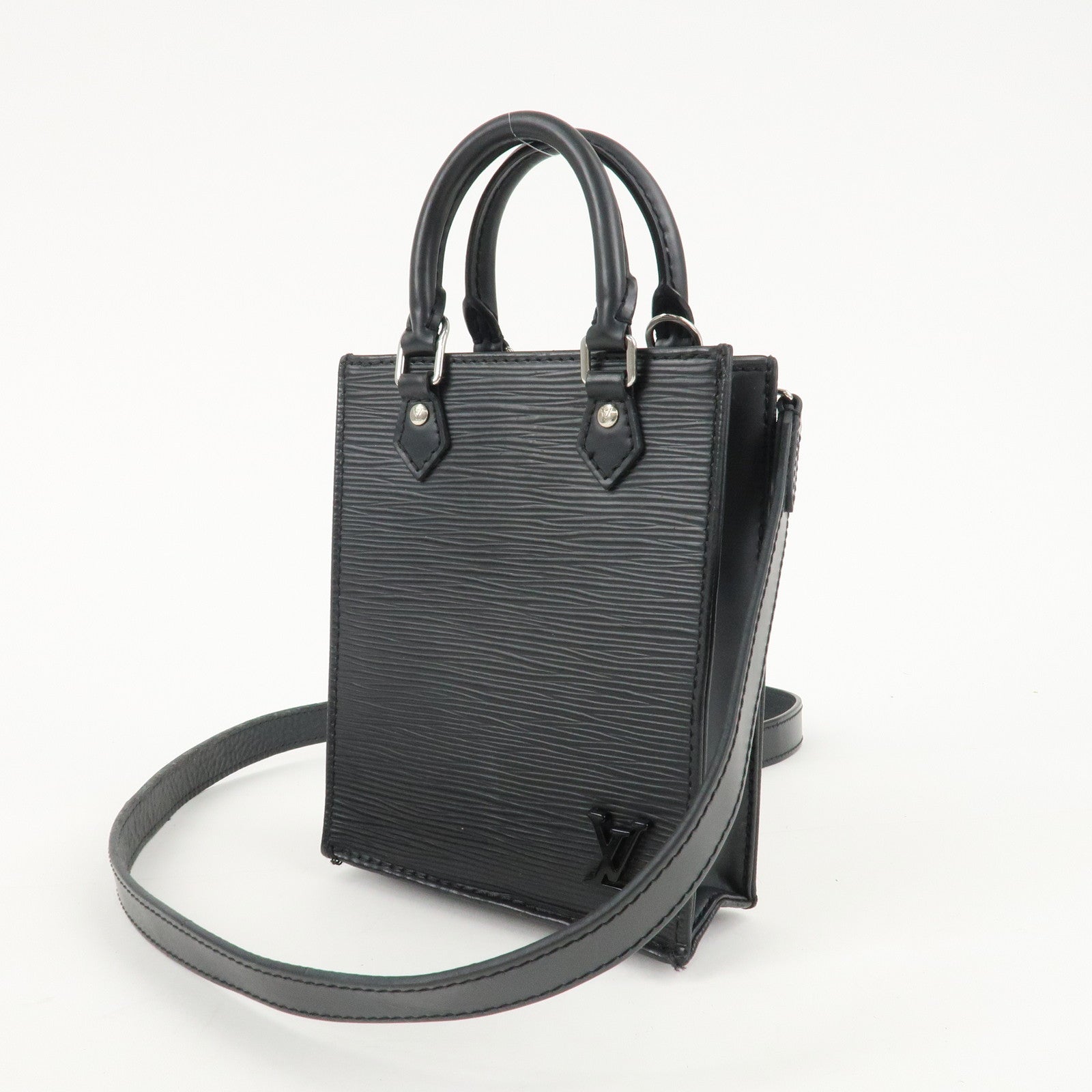 Louis Vuitton Epi Petit Sac Plat Hand Bag Noir Black M69441