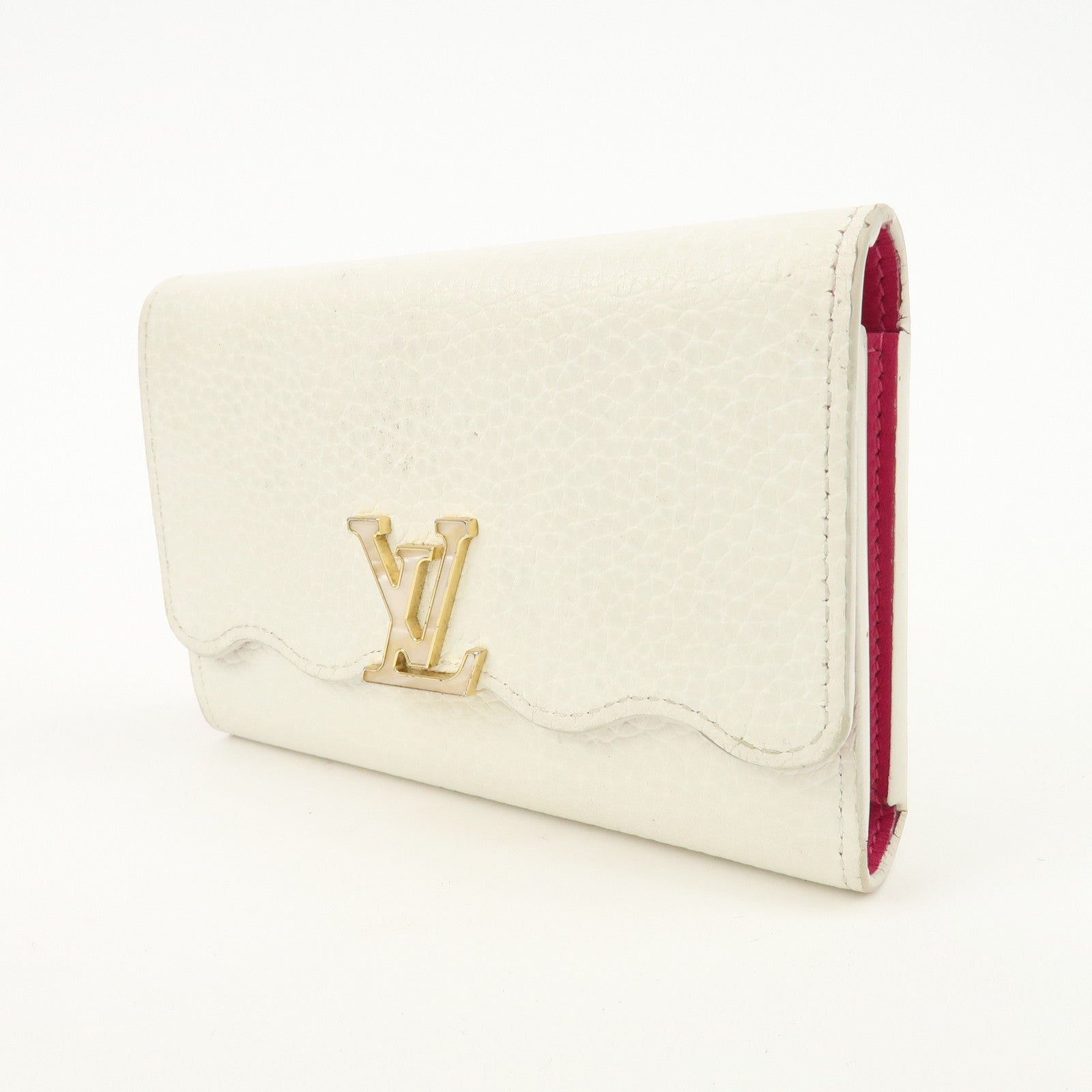 Louis Vuitton Portefeuille Capucines Compact Wallet White M82268 Used