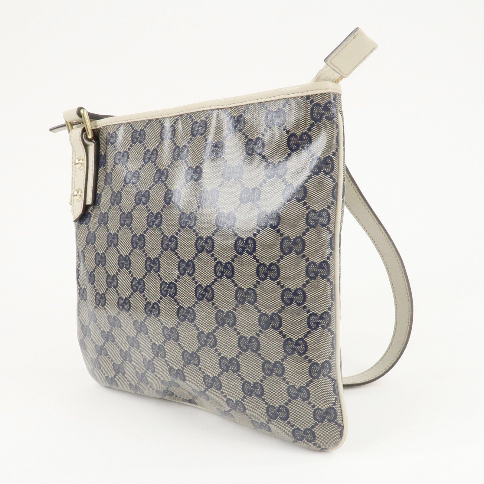 GUCCI Crystal GG Canvas Leather Shoulder Bag *Outlet 257246