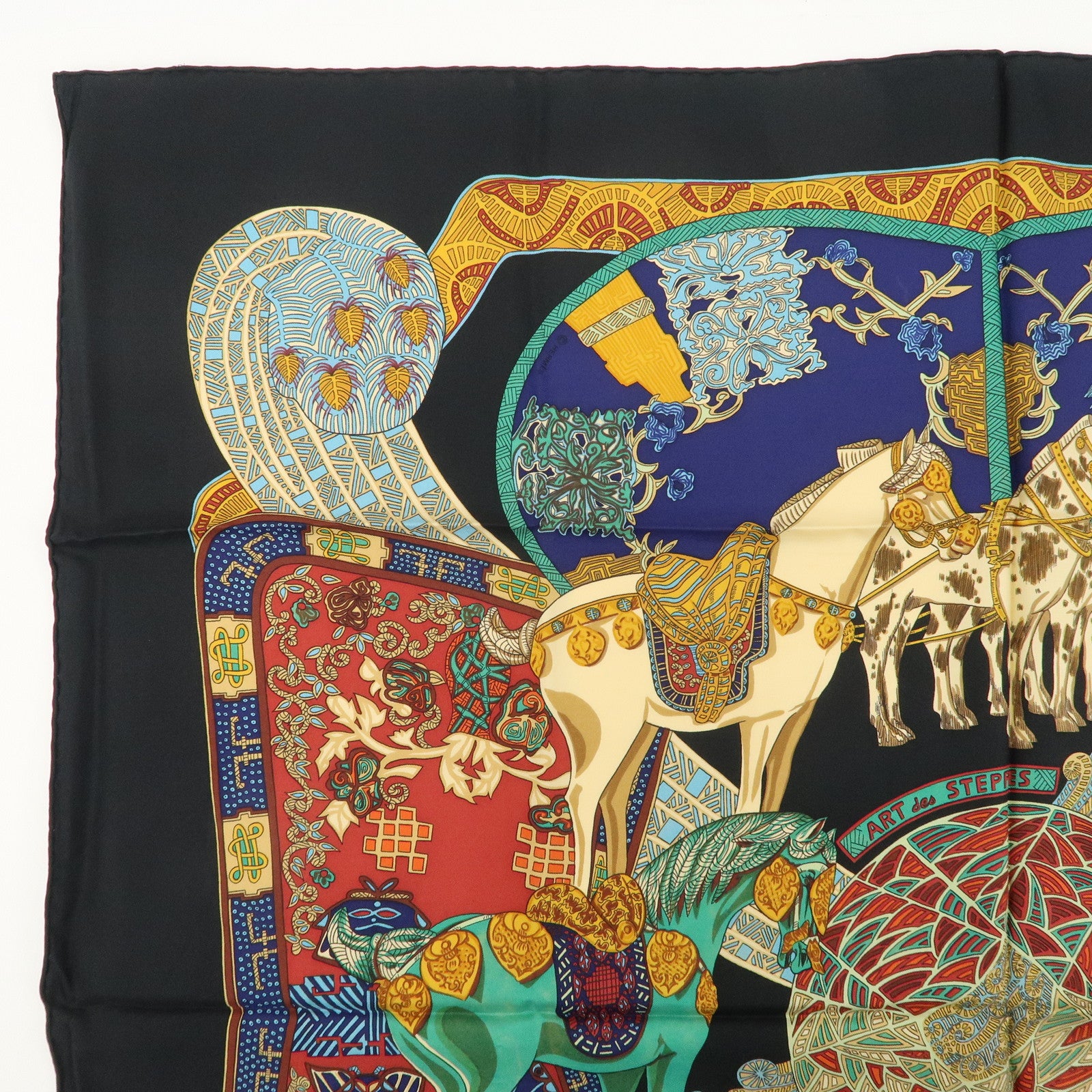 HERMES Carre 90 Silk 100% Scarf Art des STEPPES Step Museum Used