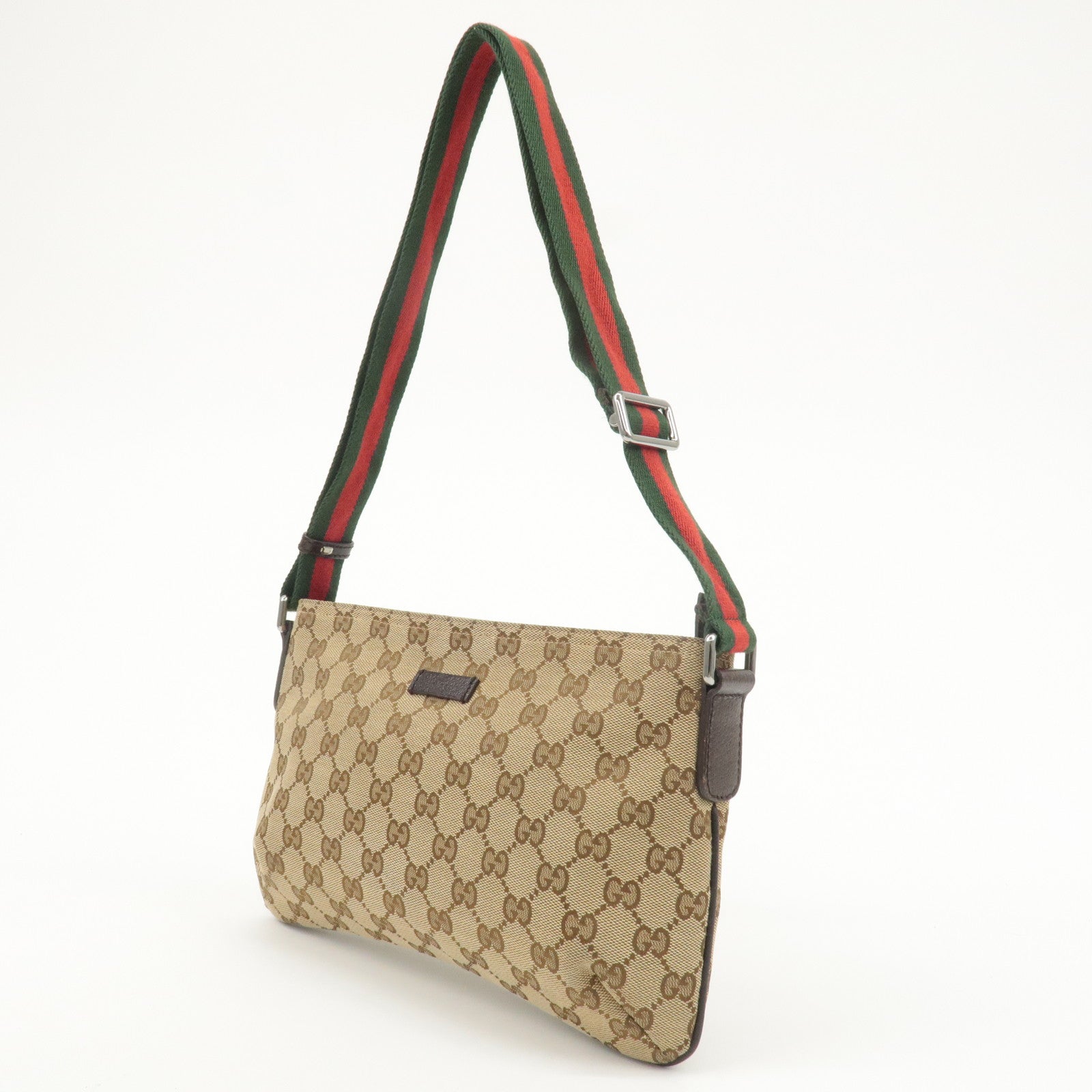 GUCCI Sherry GG Canvas Leather Shoulder Bag Beige Brown 1897499