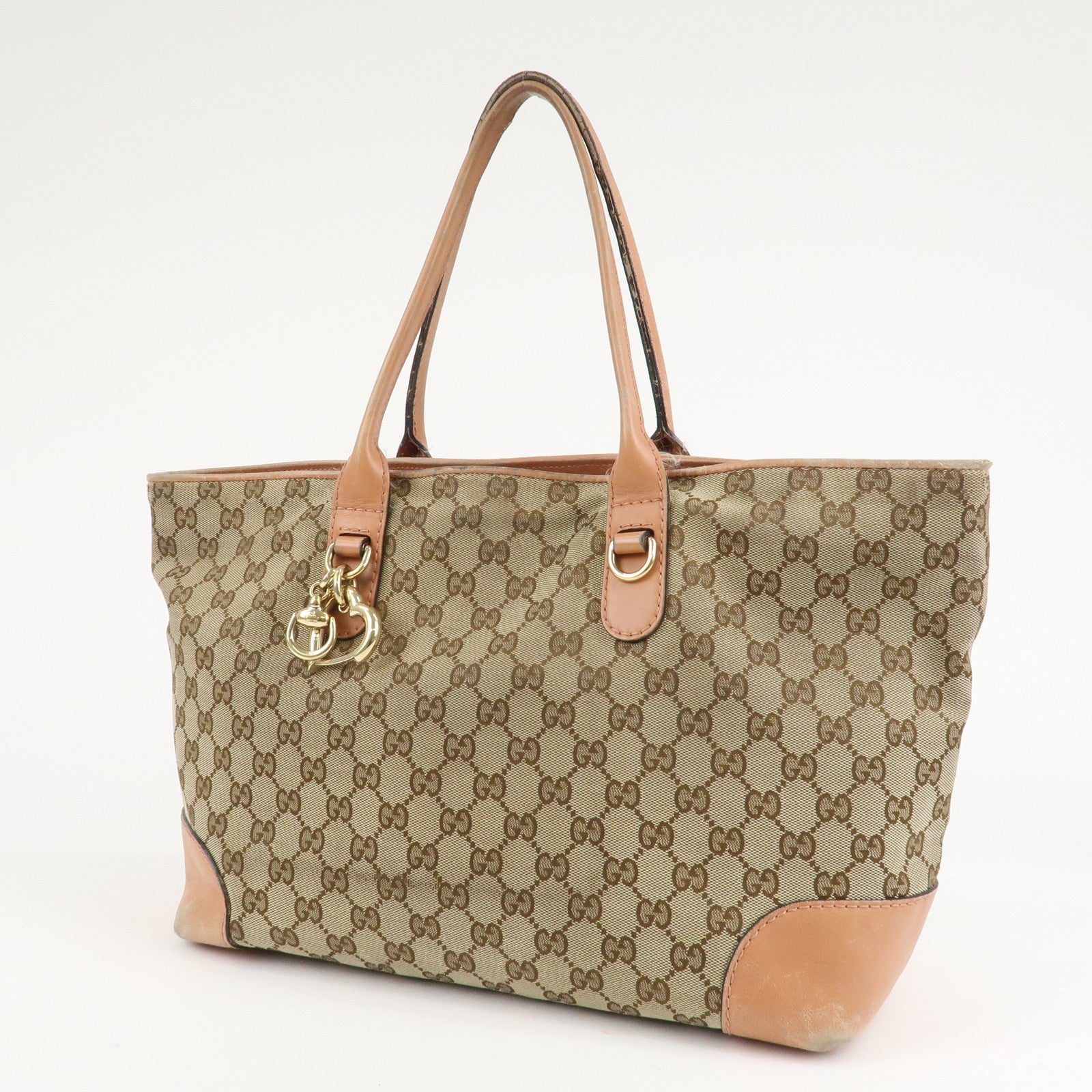 GUCCI Heart Bit GG Canvas Leather Tote Bag Japan Limited 269956 Used