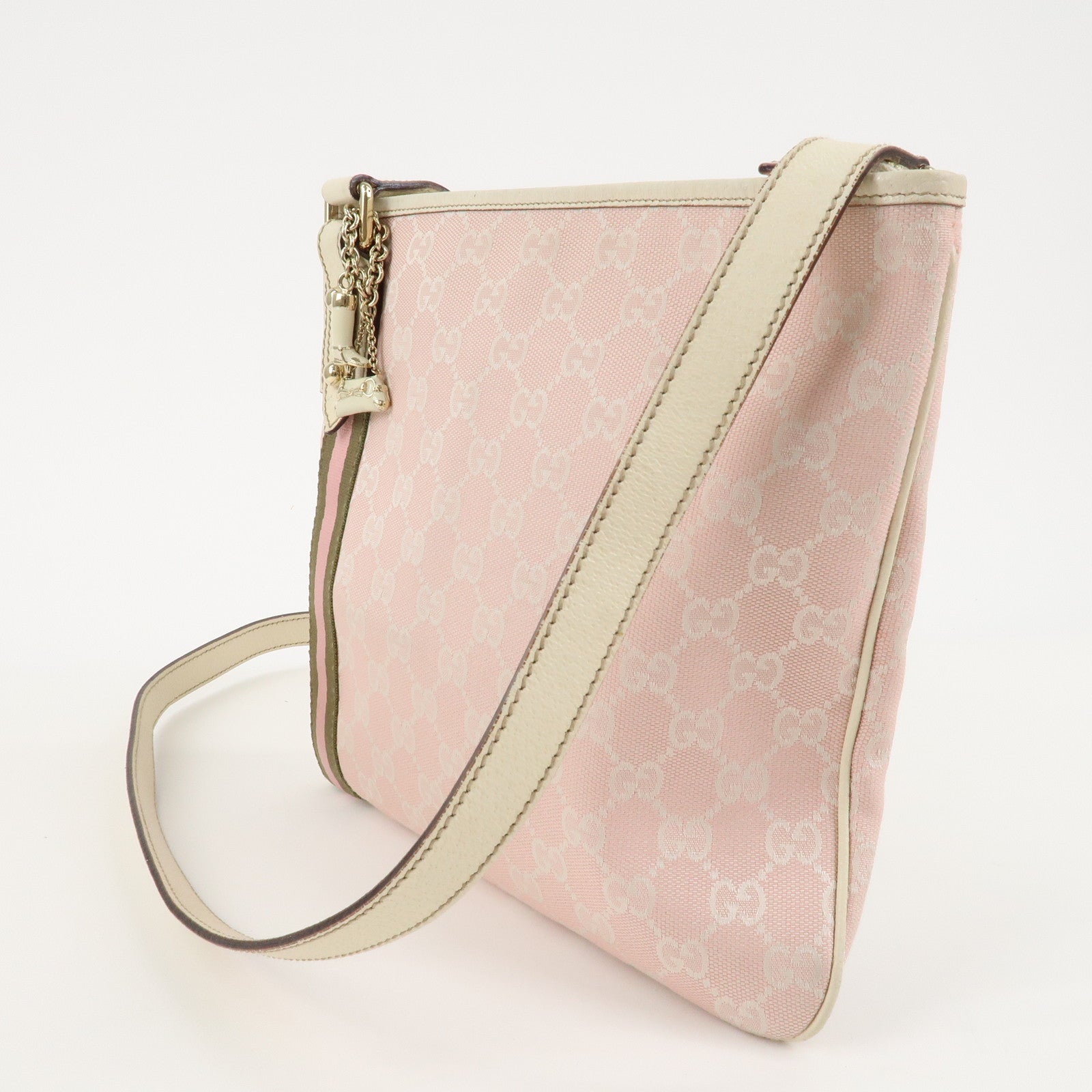 GUCCI Sherry GG Canvas Leather Shoulder Bag Pink Ivory 144388
Used F/S