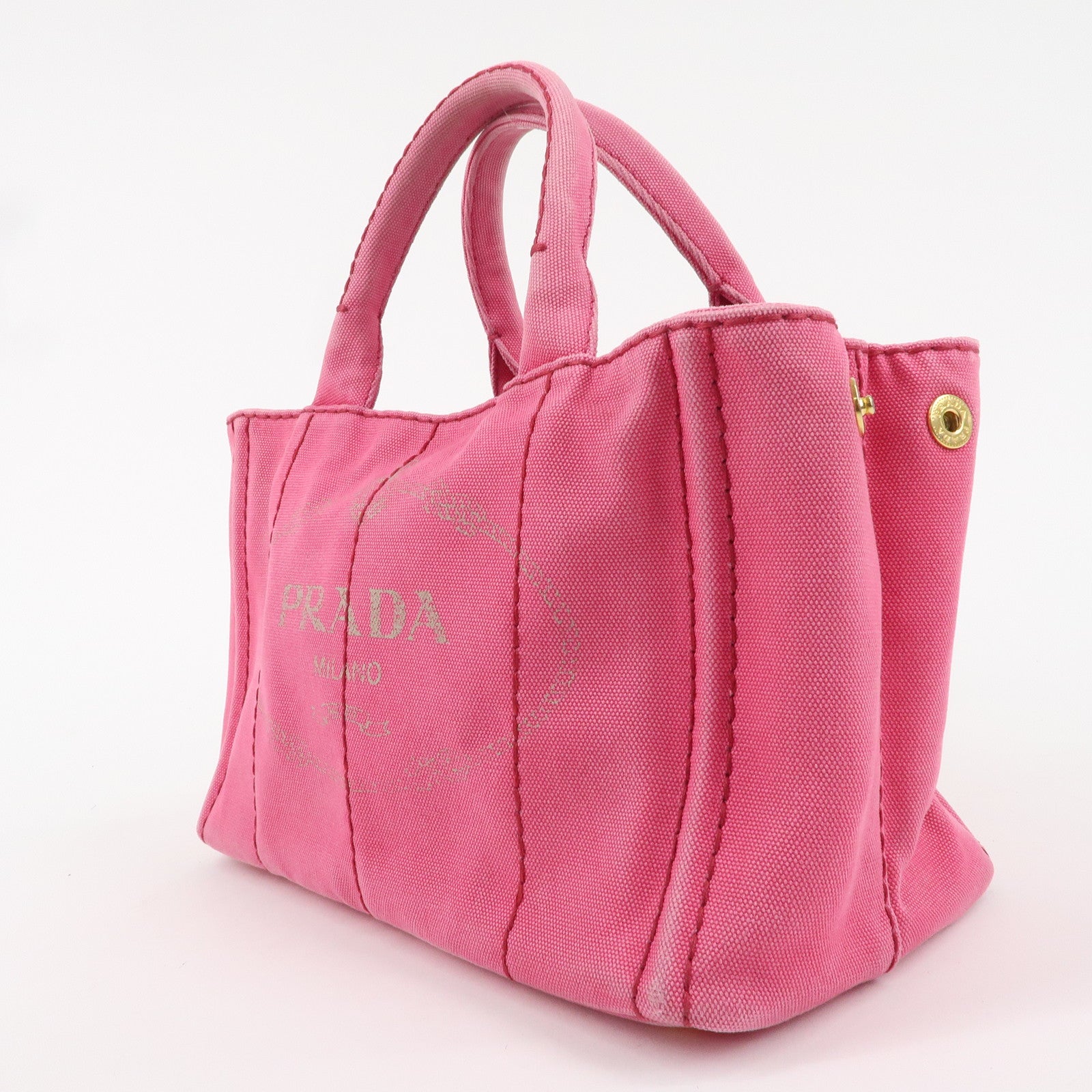 PRADA Canapa Mini Canvas 2Way Bag Tote Bag Pink 1BG439