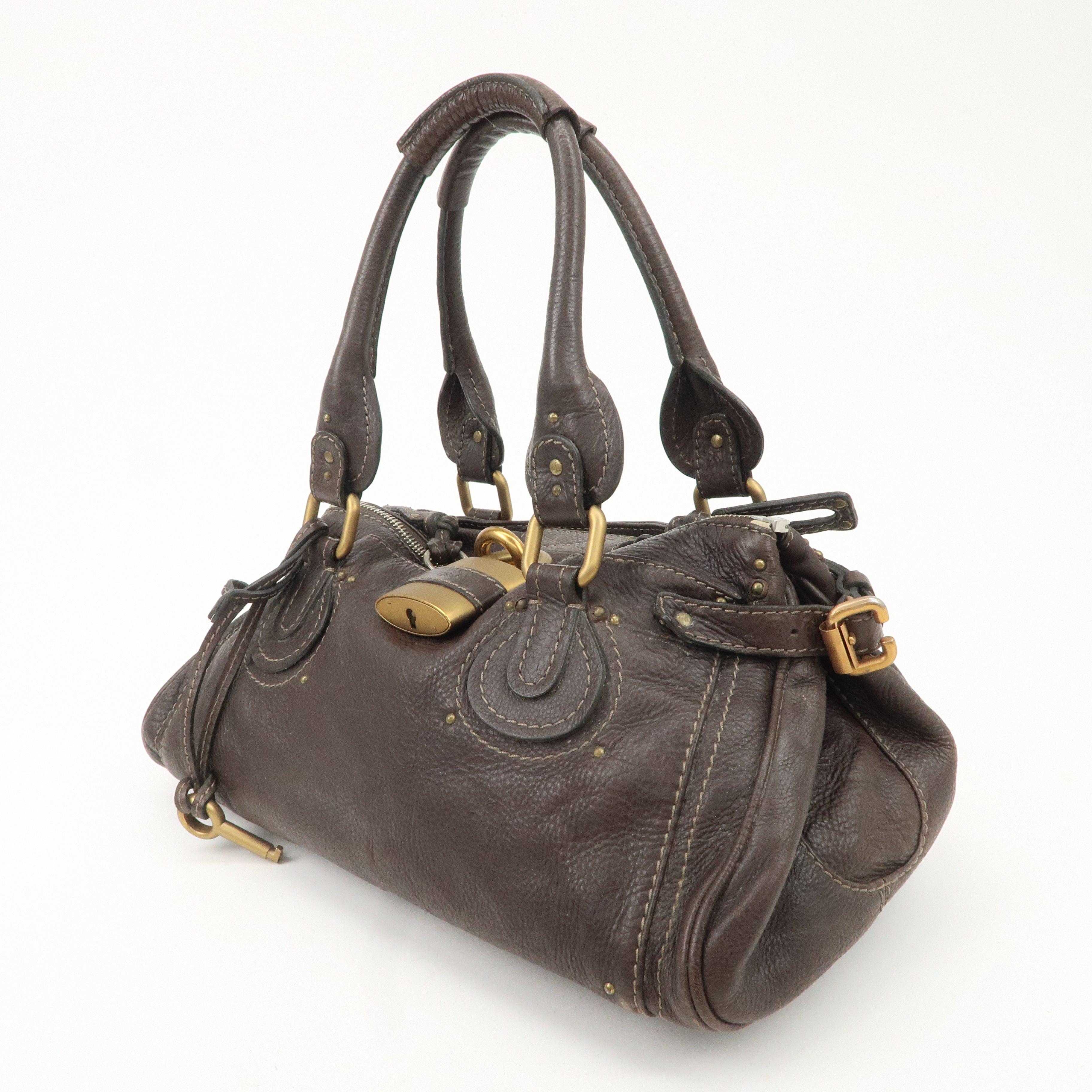 Chloe Paddington Leather Shoulder Bag Hand Bag Dark Brown