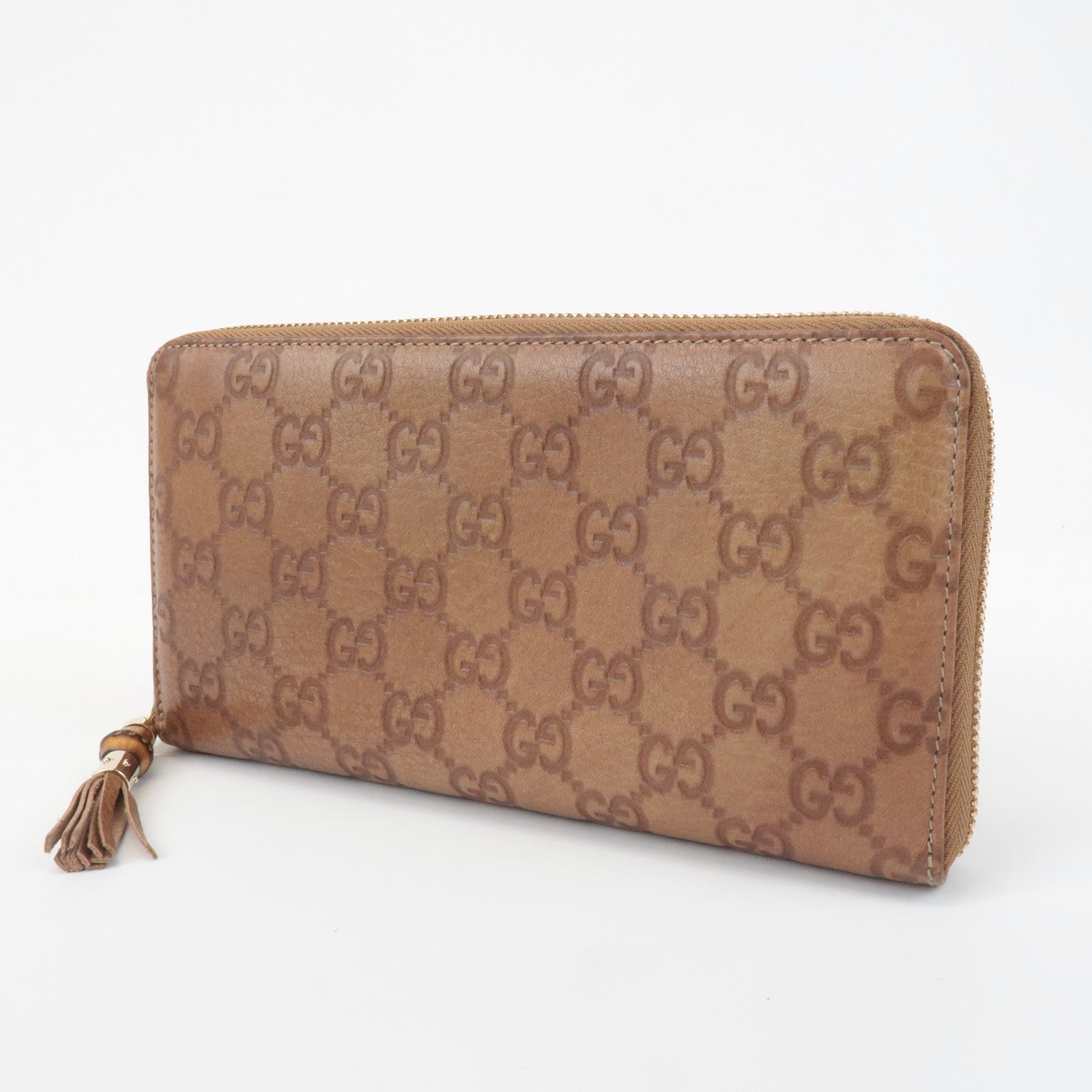 GUCCI Guccissima Bamboo Guccisima Leather Zippy Long Wallet 232977 Used