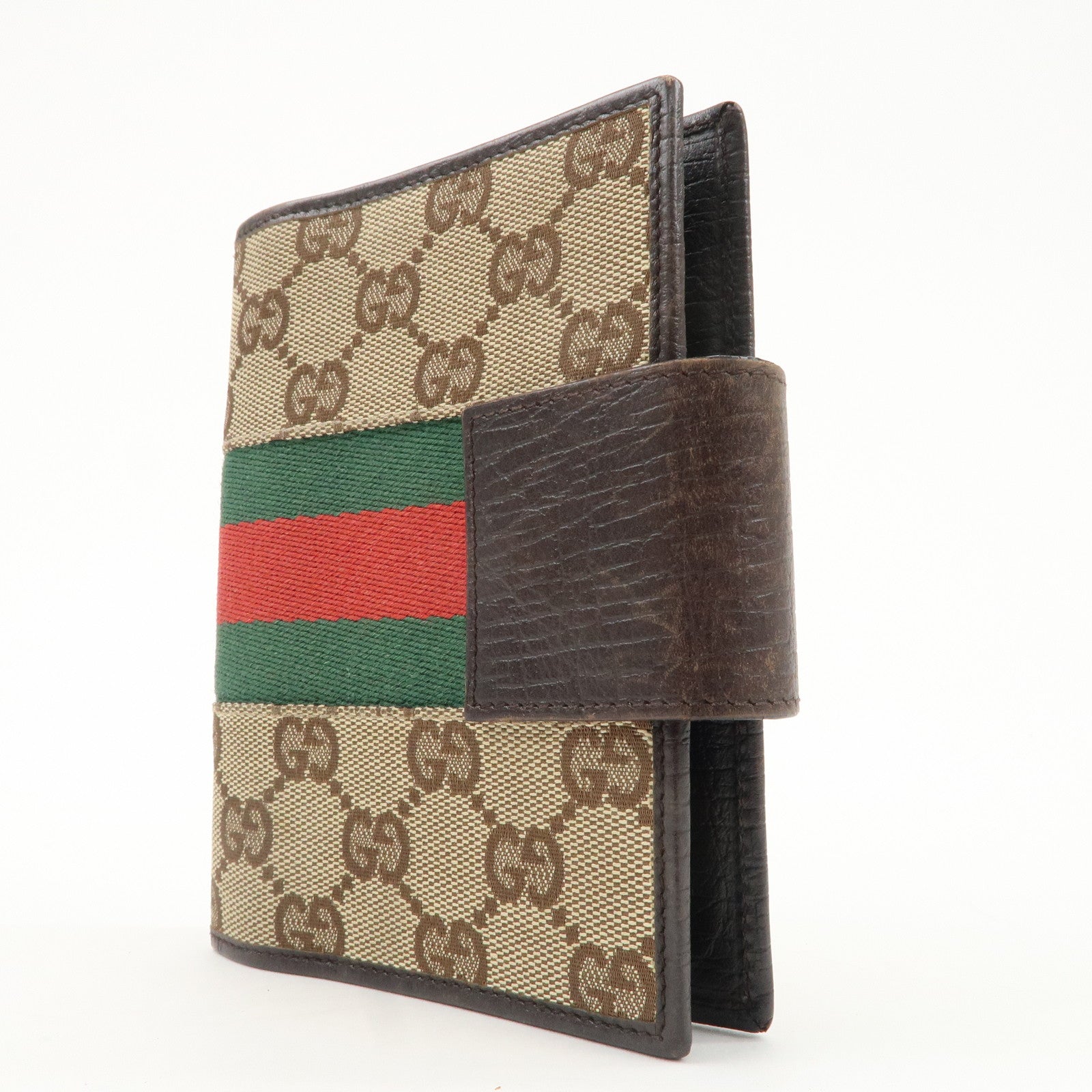 GUCCI Sherry GG Canvas Leather Notebook Cover Planner Cover 115240