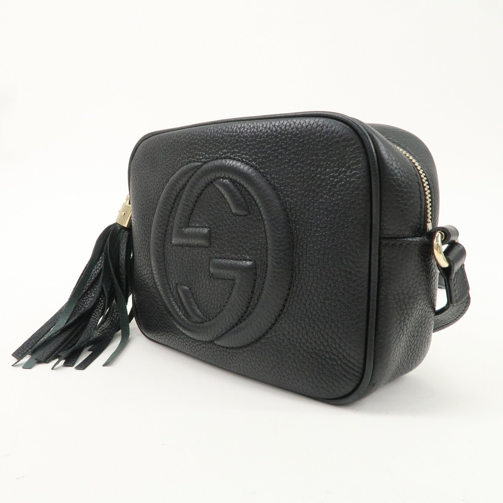 GUCCI SOHO Small Disco Leather Shoulder Bag Black 308364