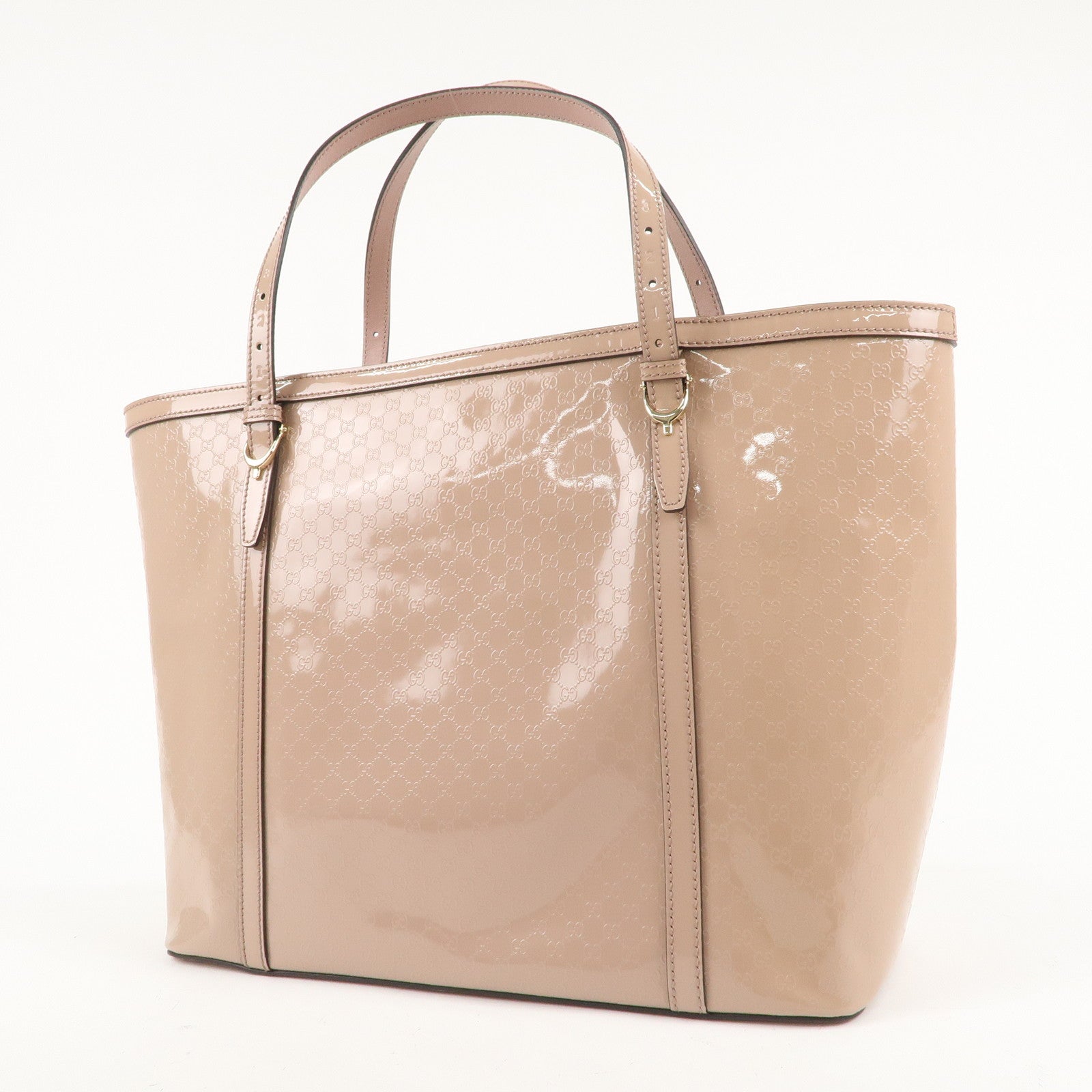 GUCCI Micro Guccissima Patent Leather Tote Bag Pink Beige 309613