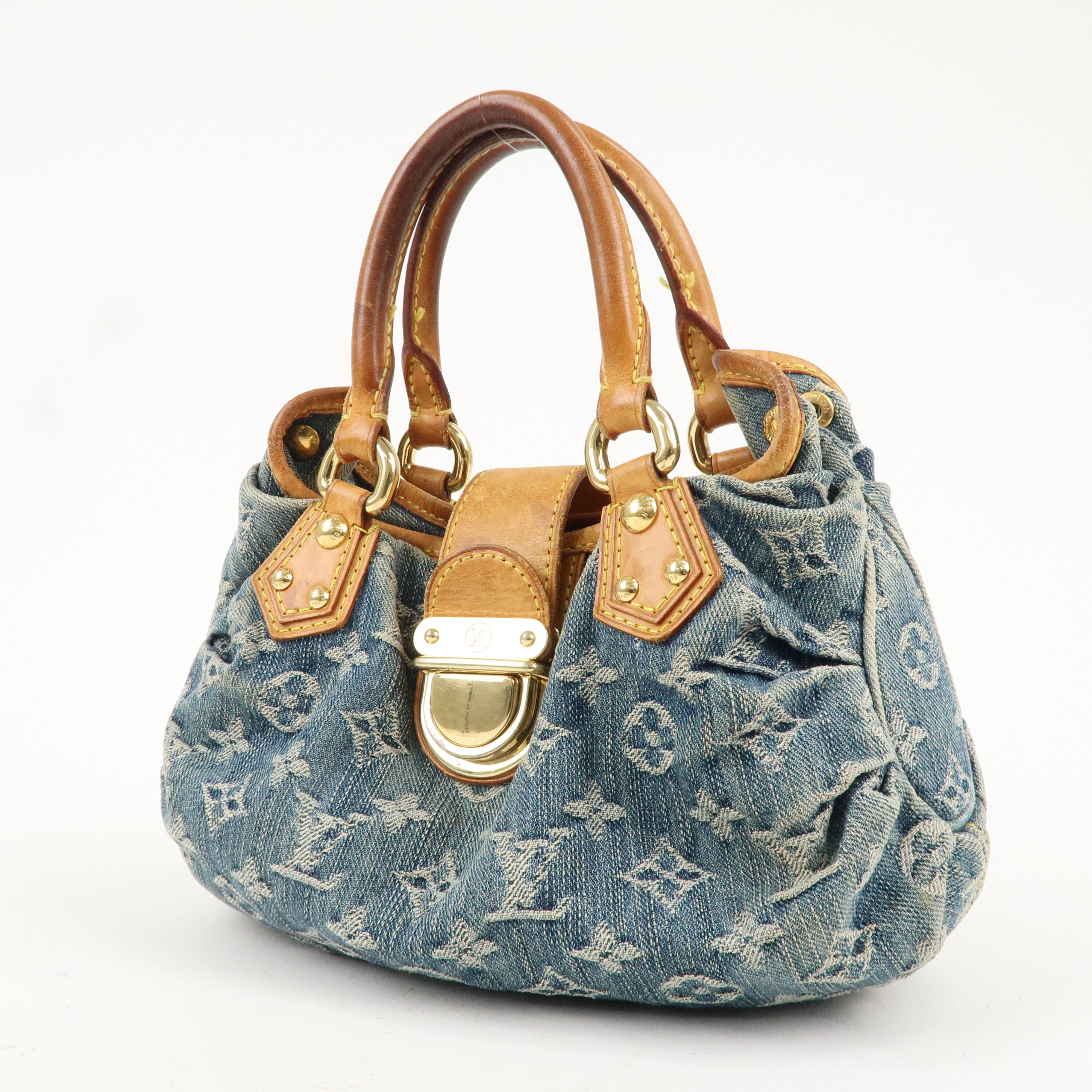 Louis Vuitton Monogram Denim Pleaty Hand Bag Blue M95020