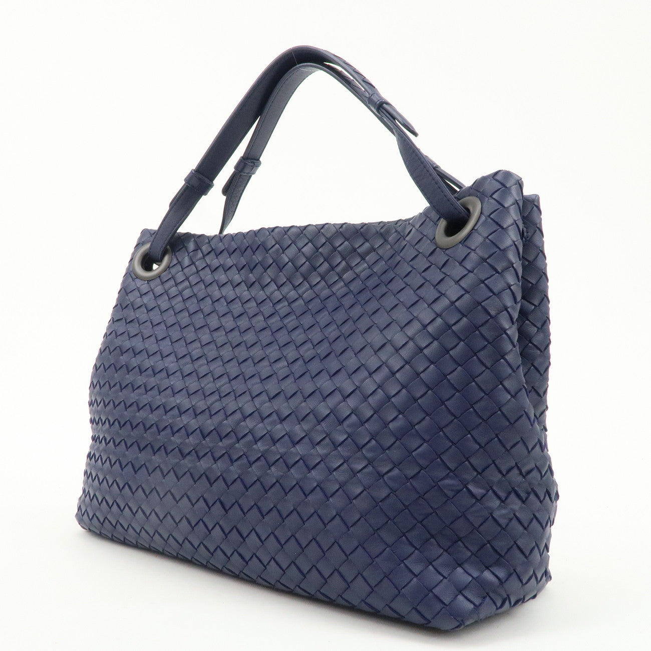 BOTTEGA VENETA Intrecciato  Leather Shoulder Bag Tote Bag Navy