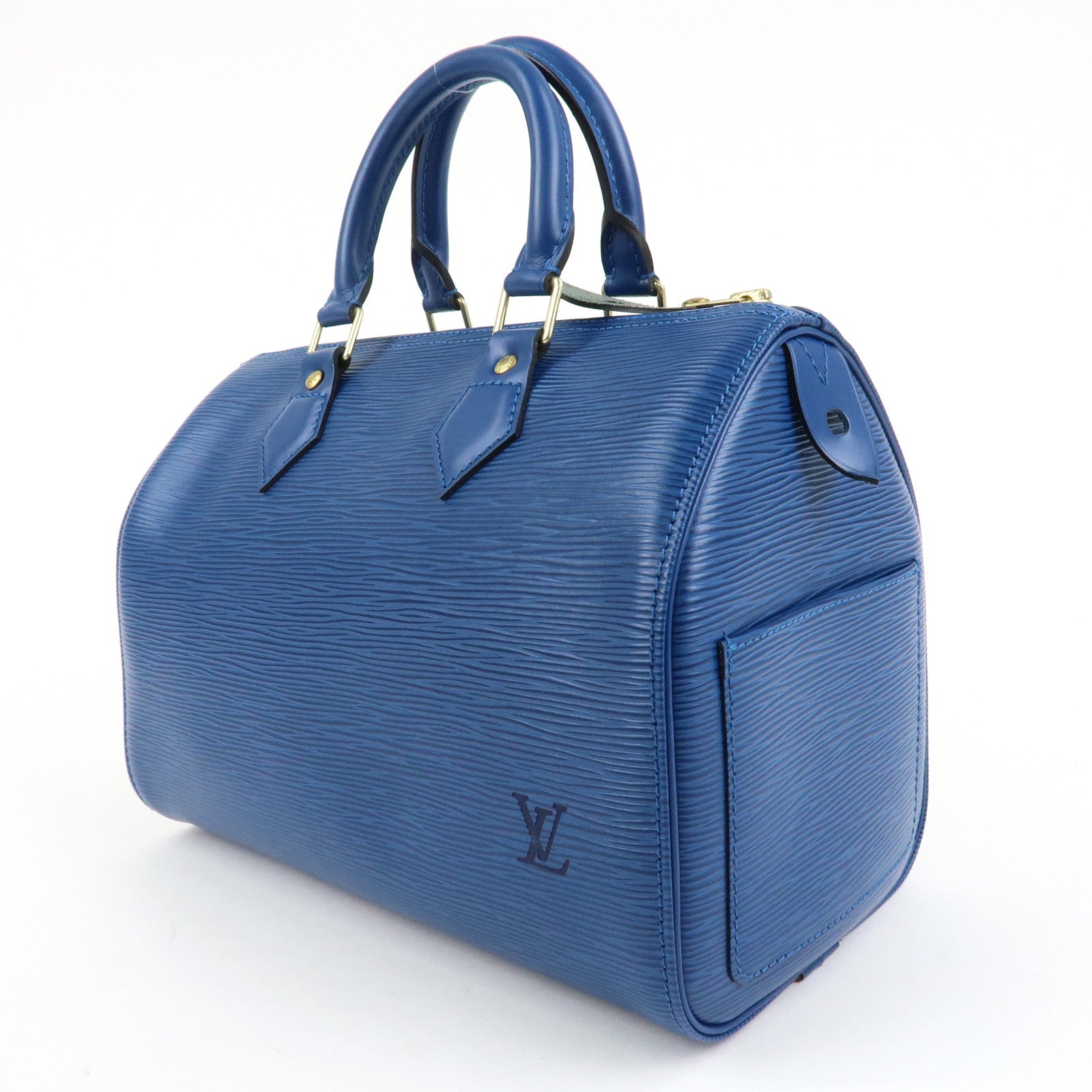 Louis Vuitton Epi Speedy 25 Hand Bag Boston Bag Blue M43015 Used