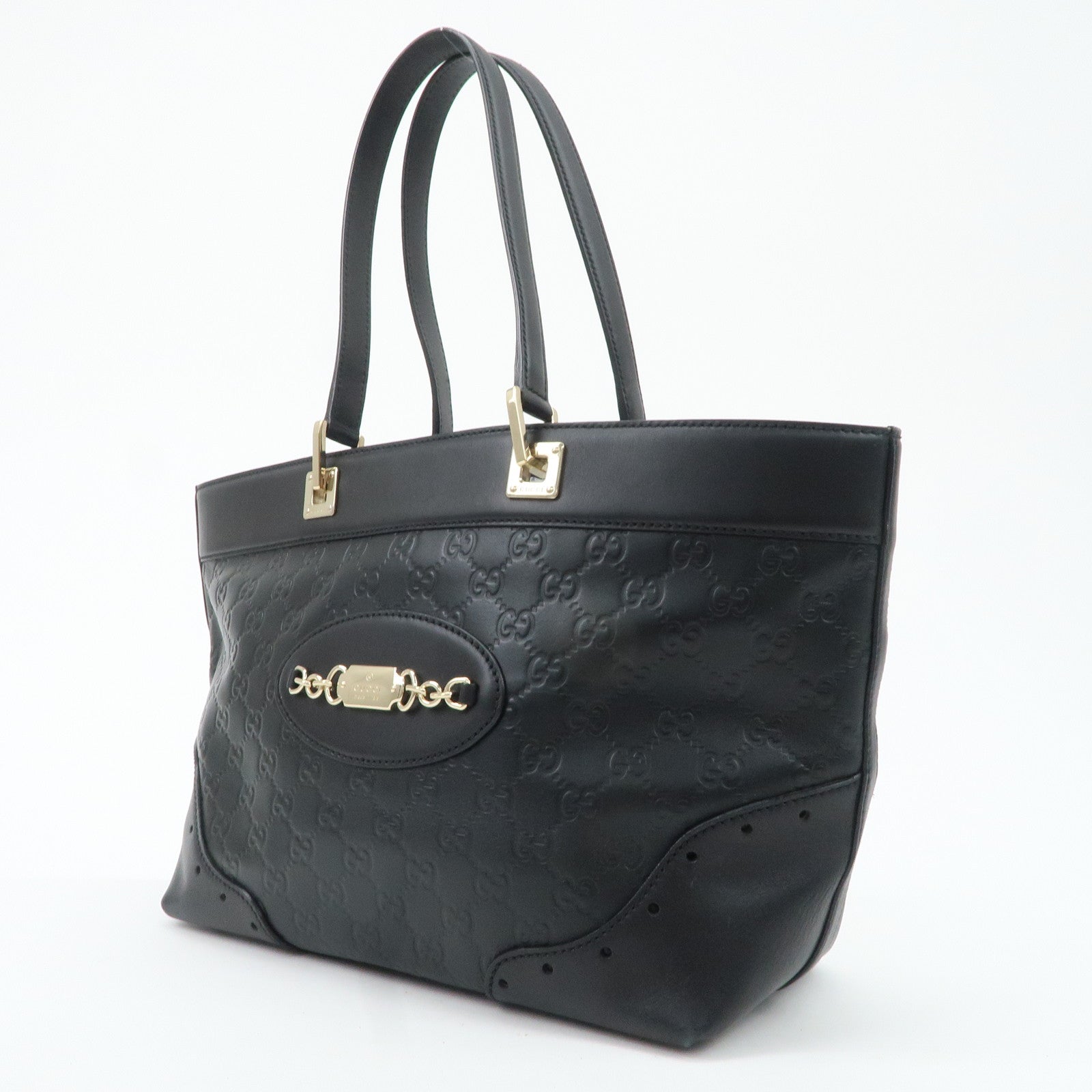 GUCCI Guccissima Leather Tote Bag Hand Bag Black 145993