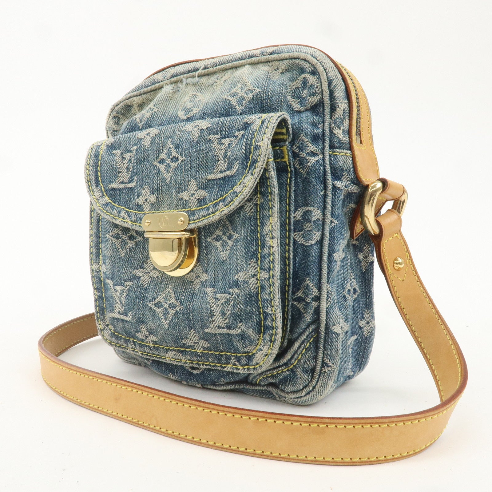 Louis Vuitton Monogram Denim Camera Bag Shoulder Bag Blue