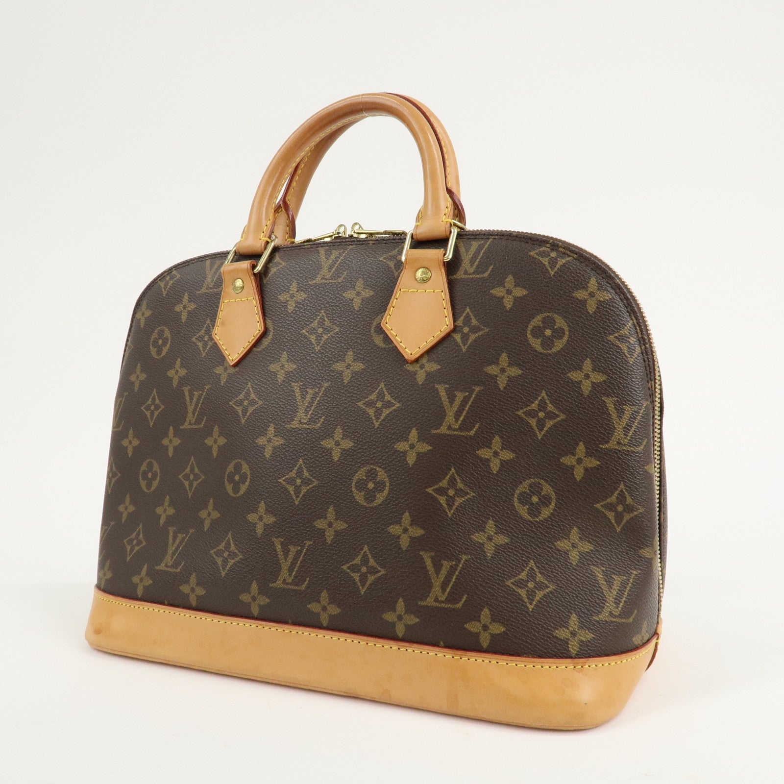 Louis Vuitton Monogram Alma Hand Bag Brown Gold HDW M51130 Used