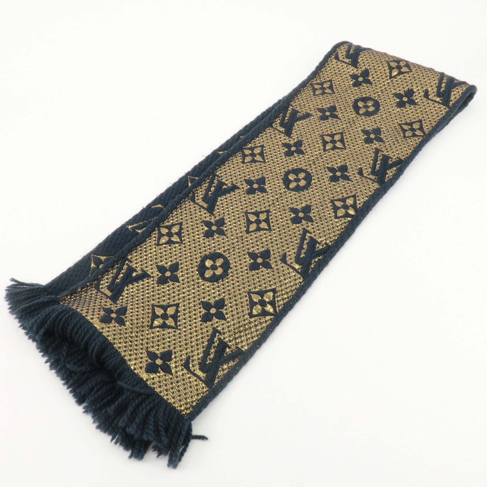 Louis Vuitton Escharpe Logomania Shine Scarf Navy M70815 Used