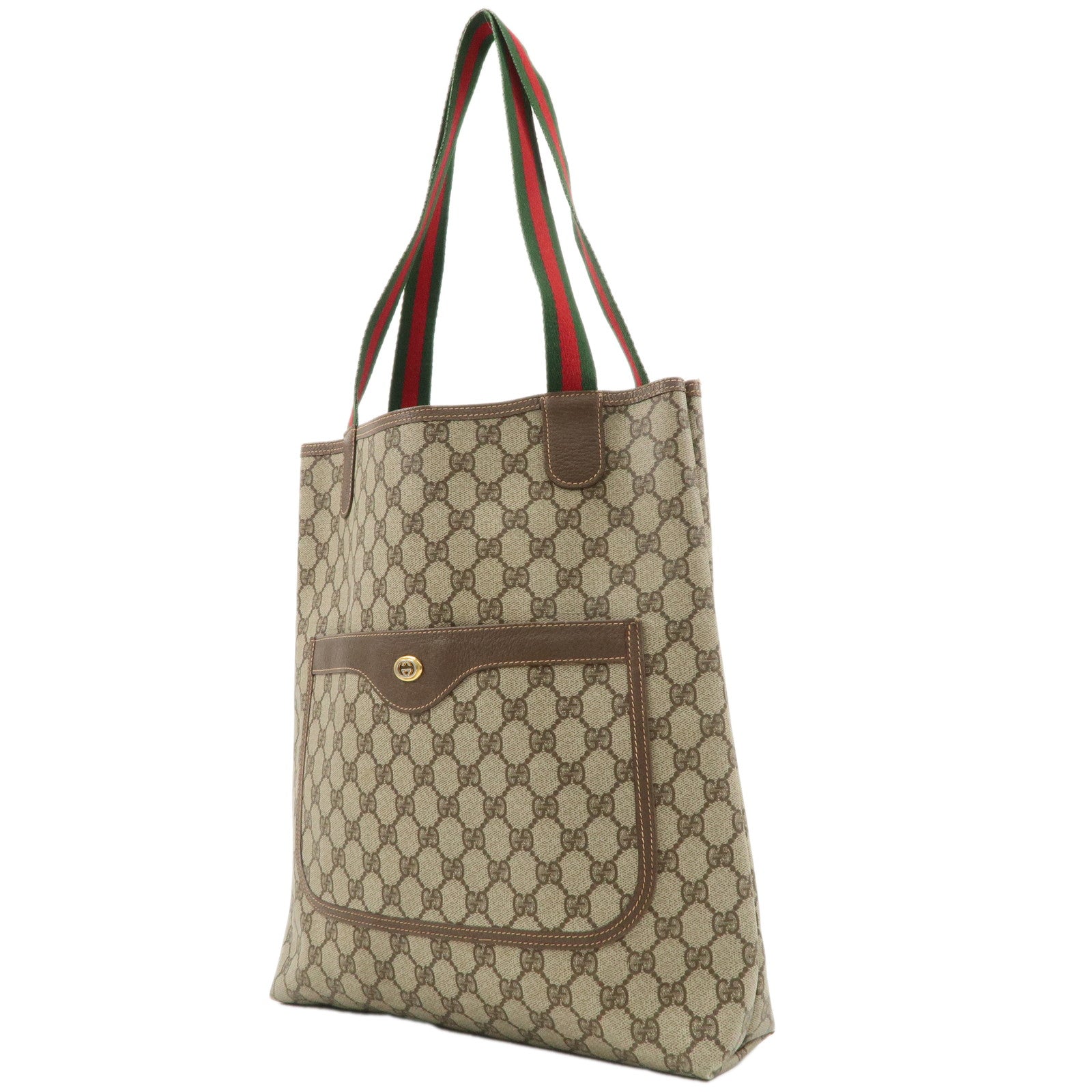 GUCCI Old Gucci Sherry GG Plus Leather Tote Bag Beige 40.02.003 Used