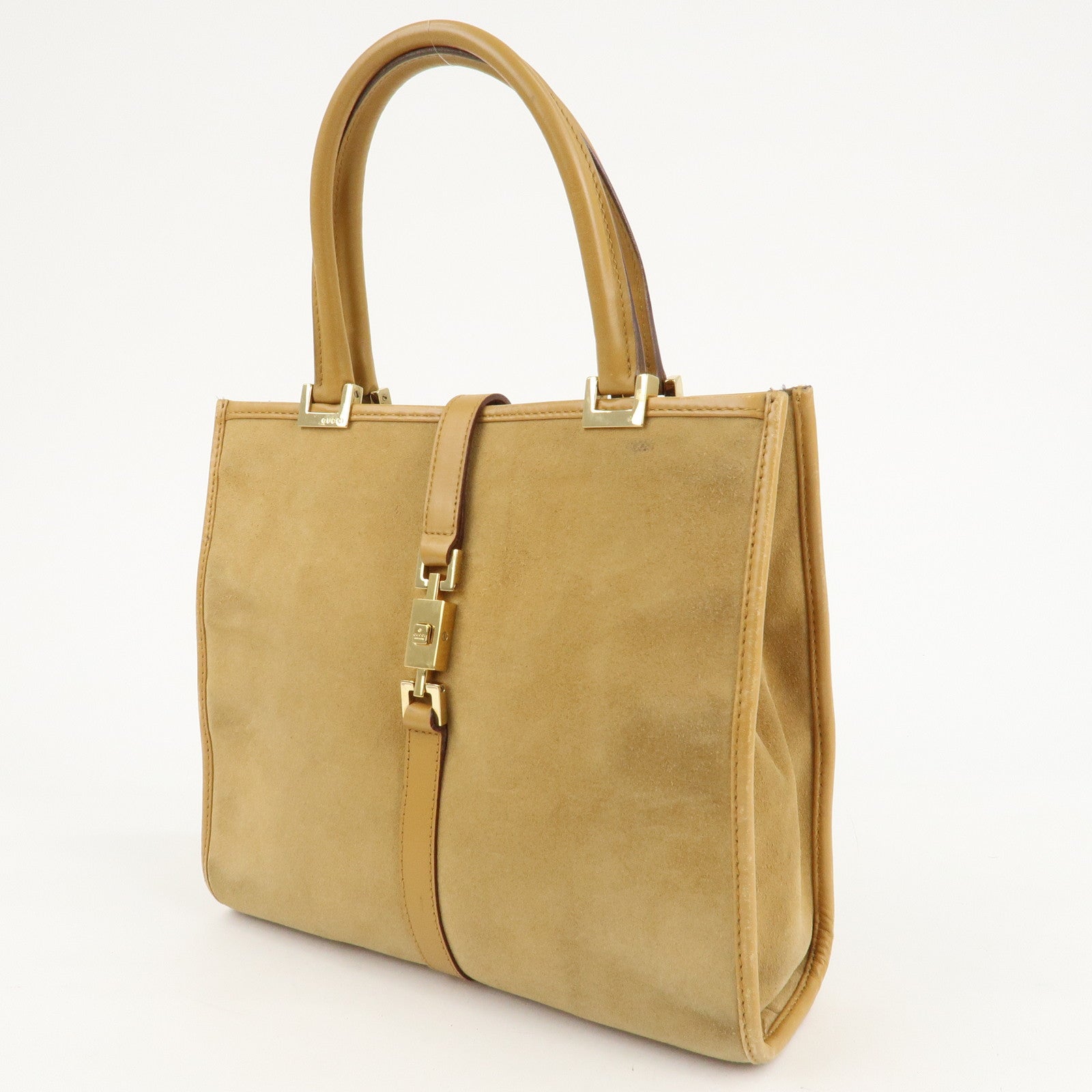 GUCCI Jackie Suede Leather Tote Bag Hand Bag Beige 002.1065 Used