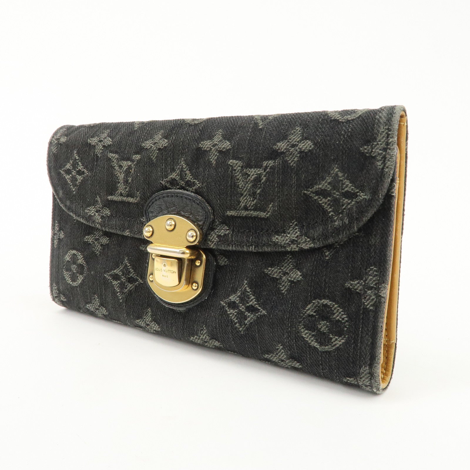 Louis Vuitton Monogram Denim Portefeuille Amelia Noir M95512 Used