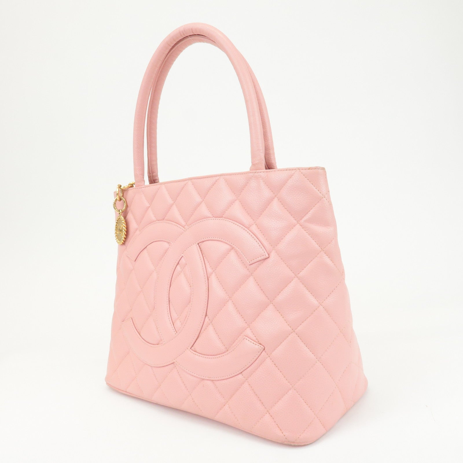 CHANEL Caviar Skin Matelasse Tote Bag Hand Bag Pink A01804