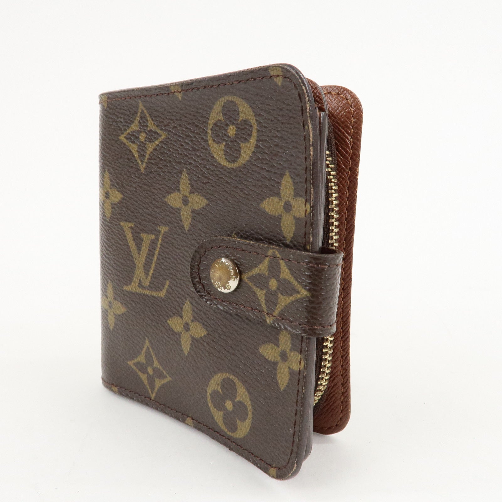 Louis Vuitton Monogram Compact Zip Small Wallet Brown M61667 Used