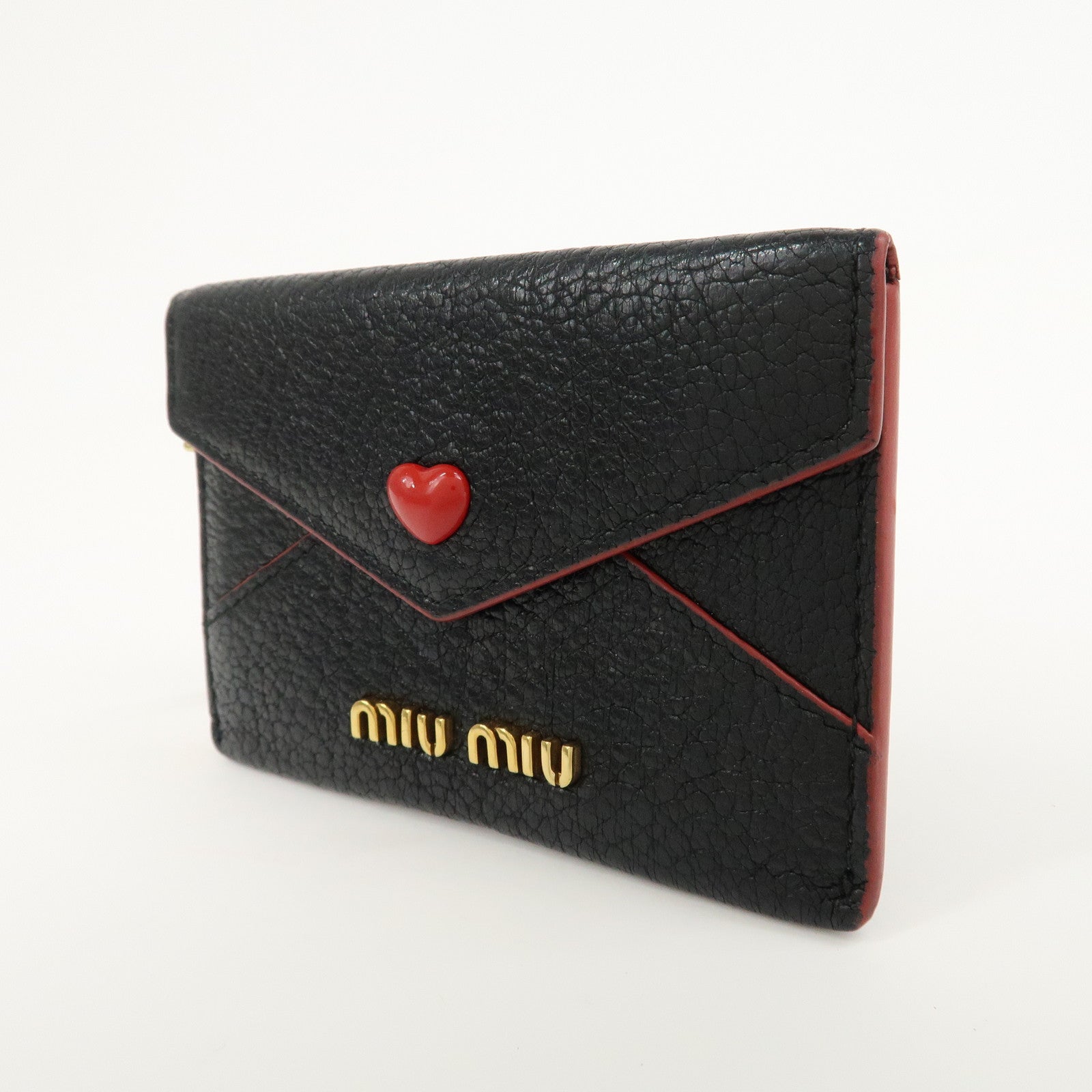 MIU MIU Matelasse Love Letter Card Case Key Rings Black Used