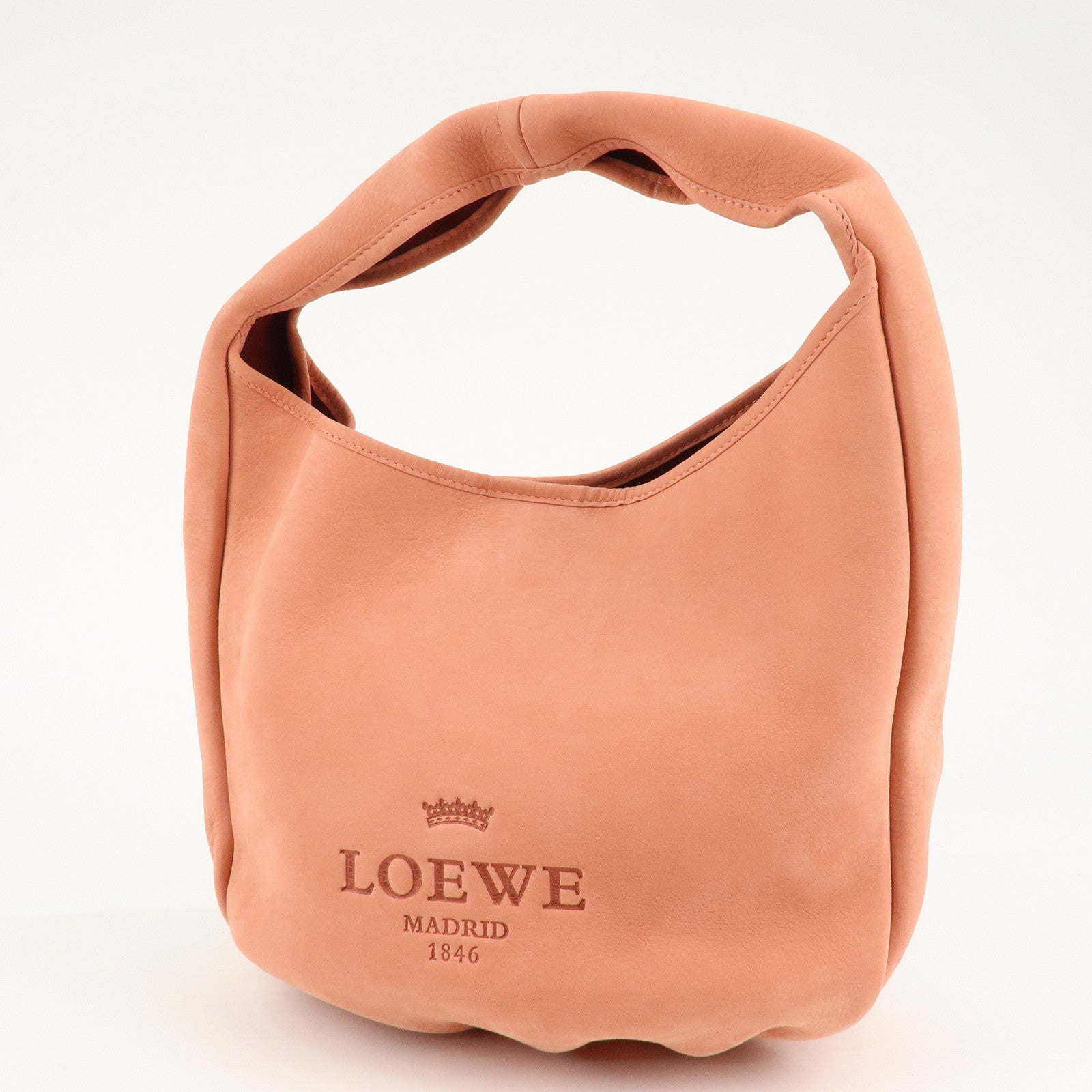 LOEWE Suede Shoulder Bag Hand Bag Pouch Pink Used