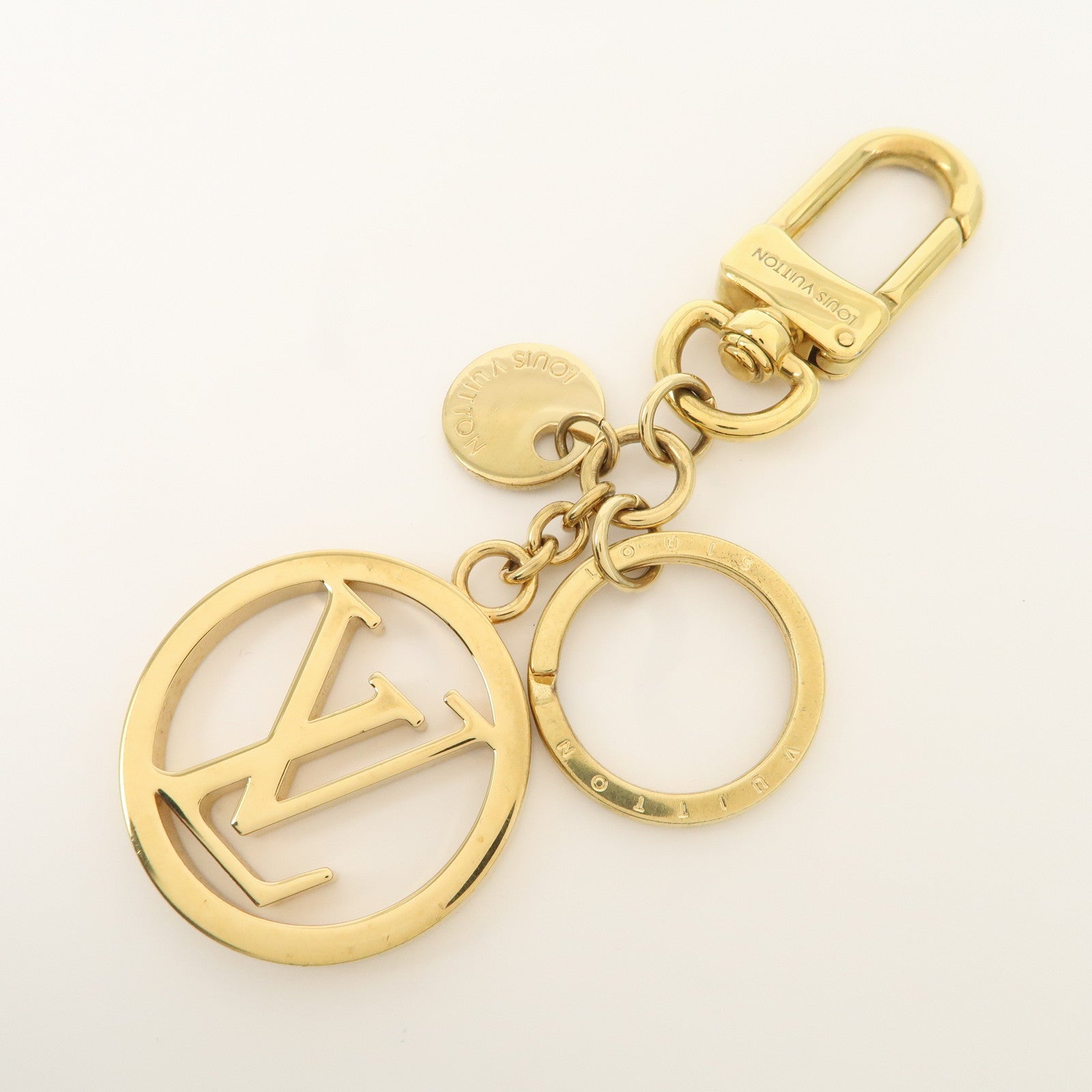 Louis Vuitton LV Circle Key Chain Bag Charm Gold M68000 Used