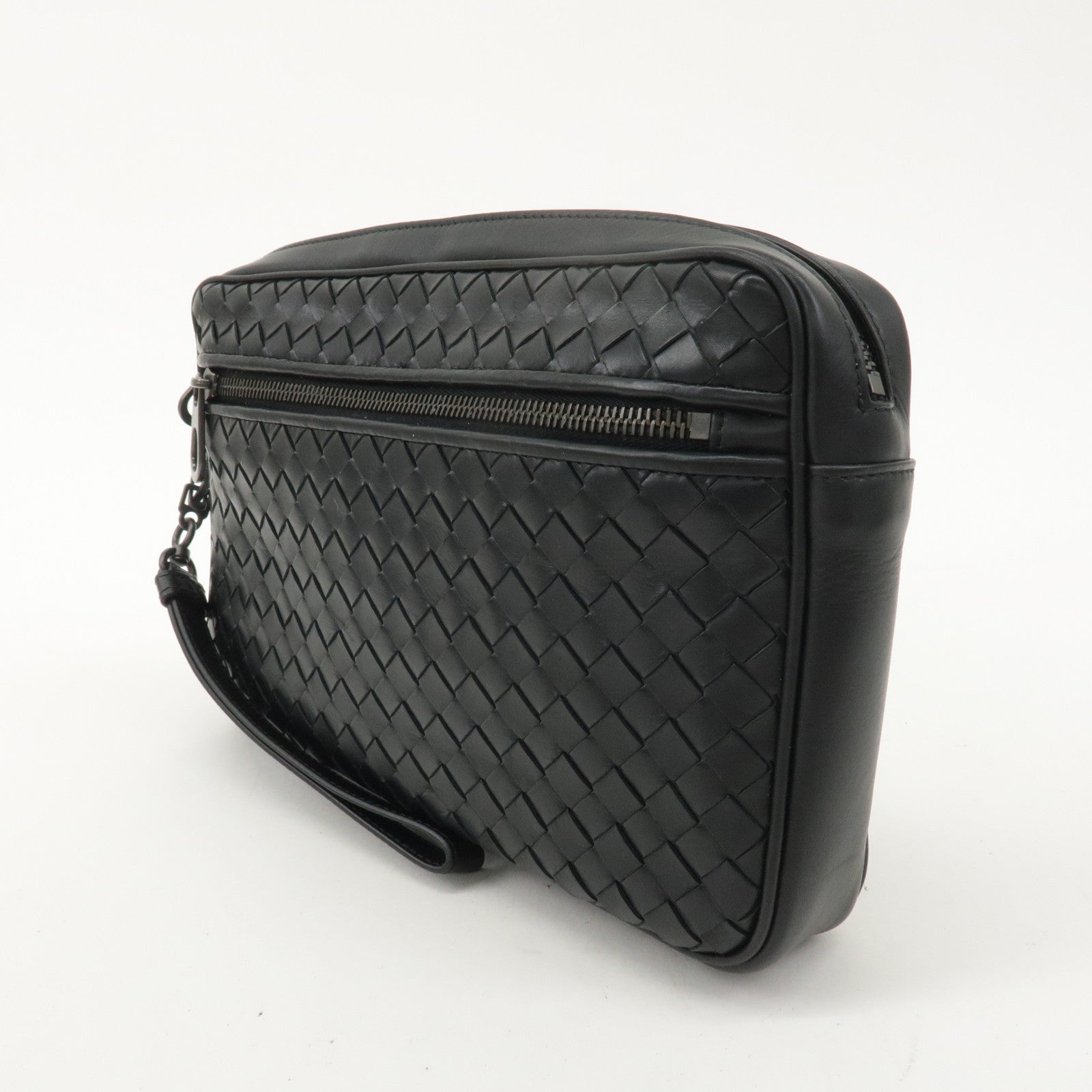 BOTTEGA VENETA Intrecciato Leather Clutch Bag Black