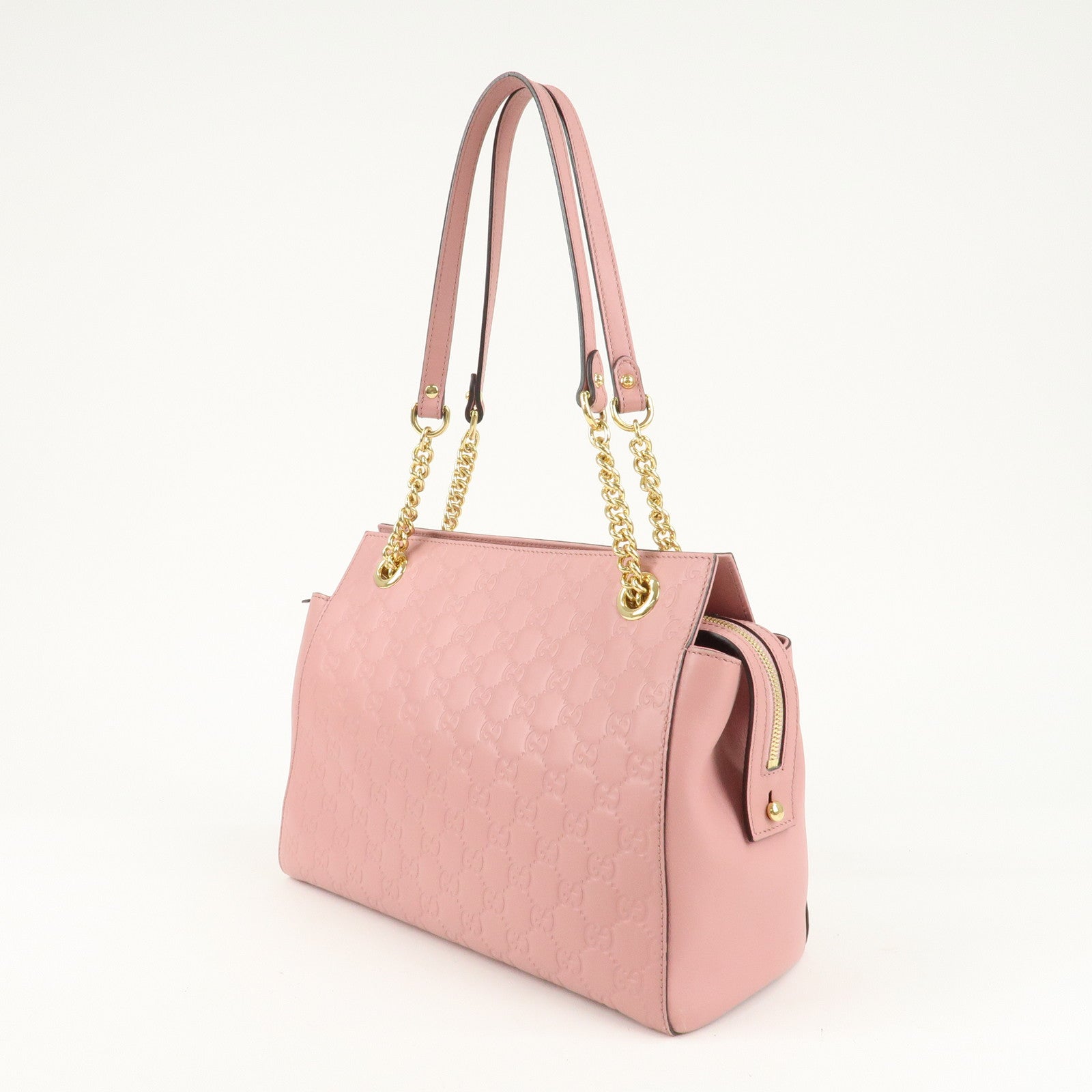 GUCCI Guccissima Leather Chain Tote Bag Shoulder Bag Pink 453773