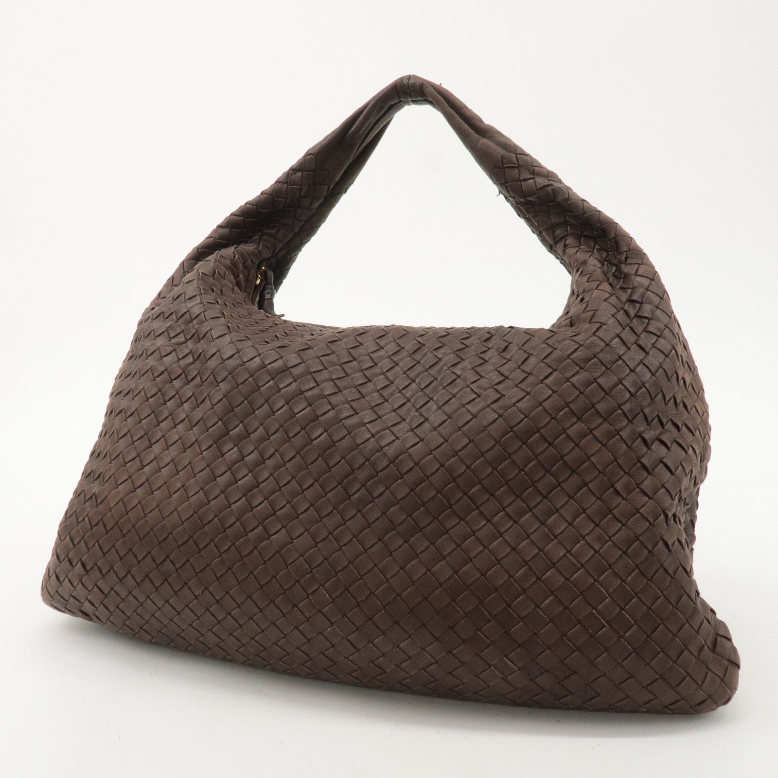 BOTTEGA VENETA Intrecciato Hobo Leather Shoulder Bag Brown 115654