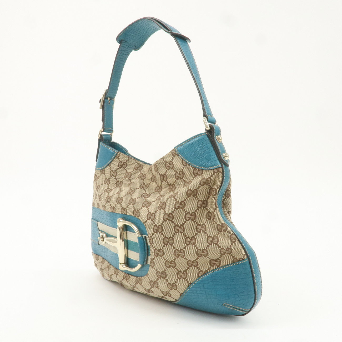 GUCCI Sherry Horsebit GG Canvas Leather Shoulder Bag 137388