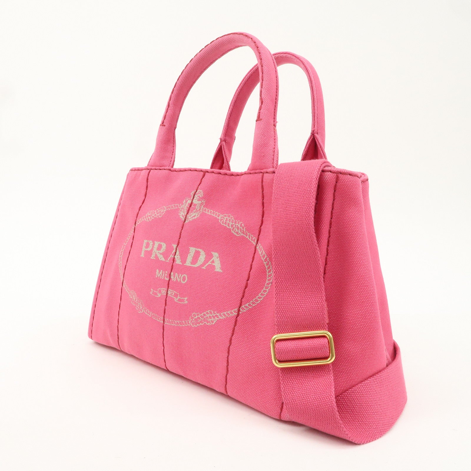 PRADA Canapa Mini Canvas 2Way Bag Hand Bag Pink 1BG439