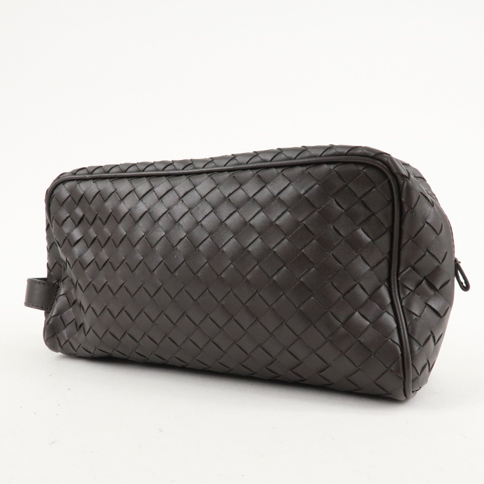 BOTTEGA VENETA Intrecciato Leather Second Bag Dark Brown