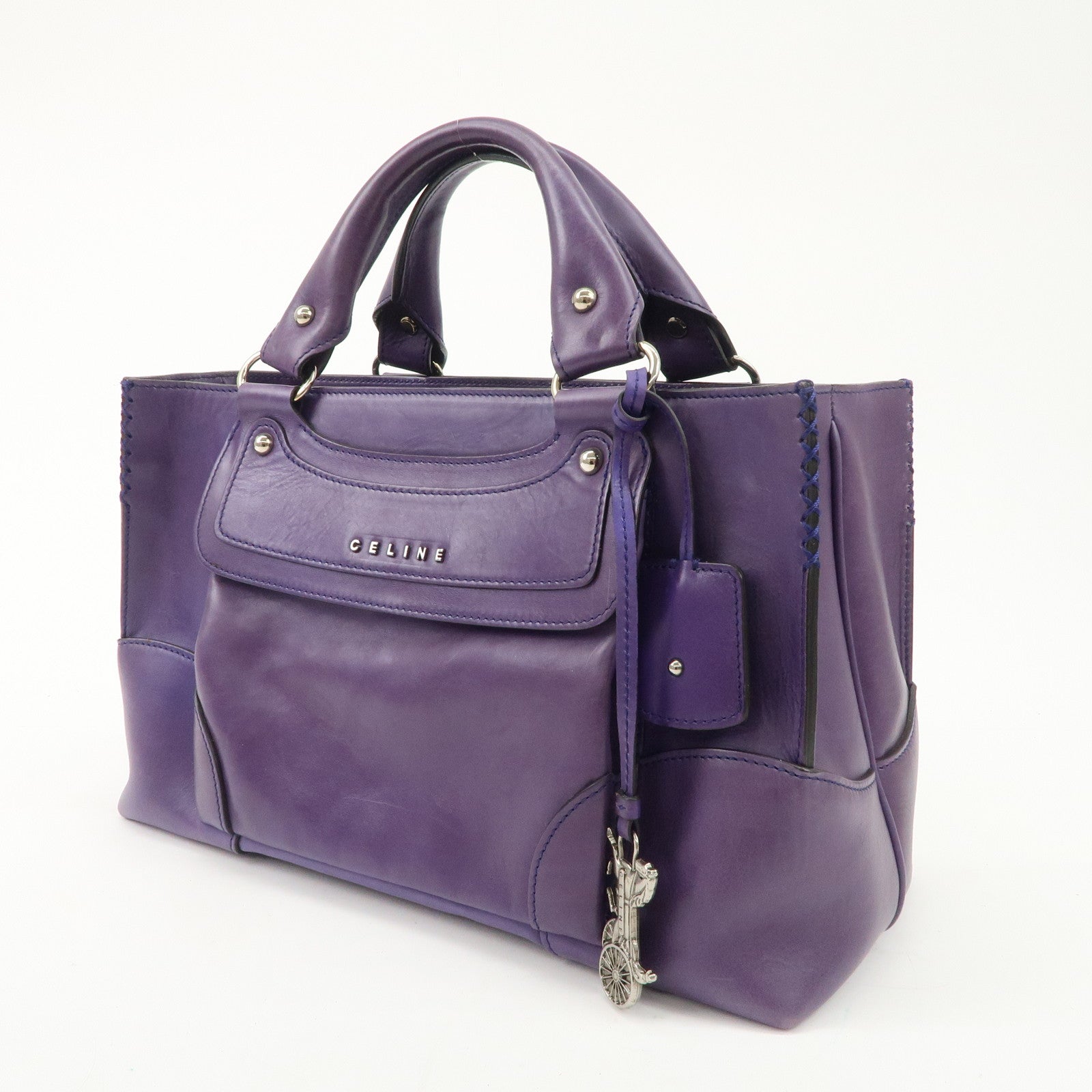 CELINE Leather Boogie Bag Hand Bag Purple