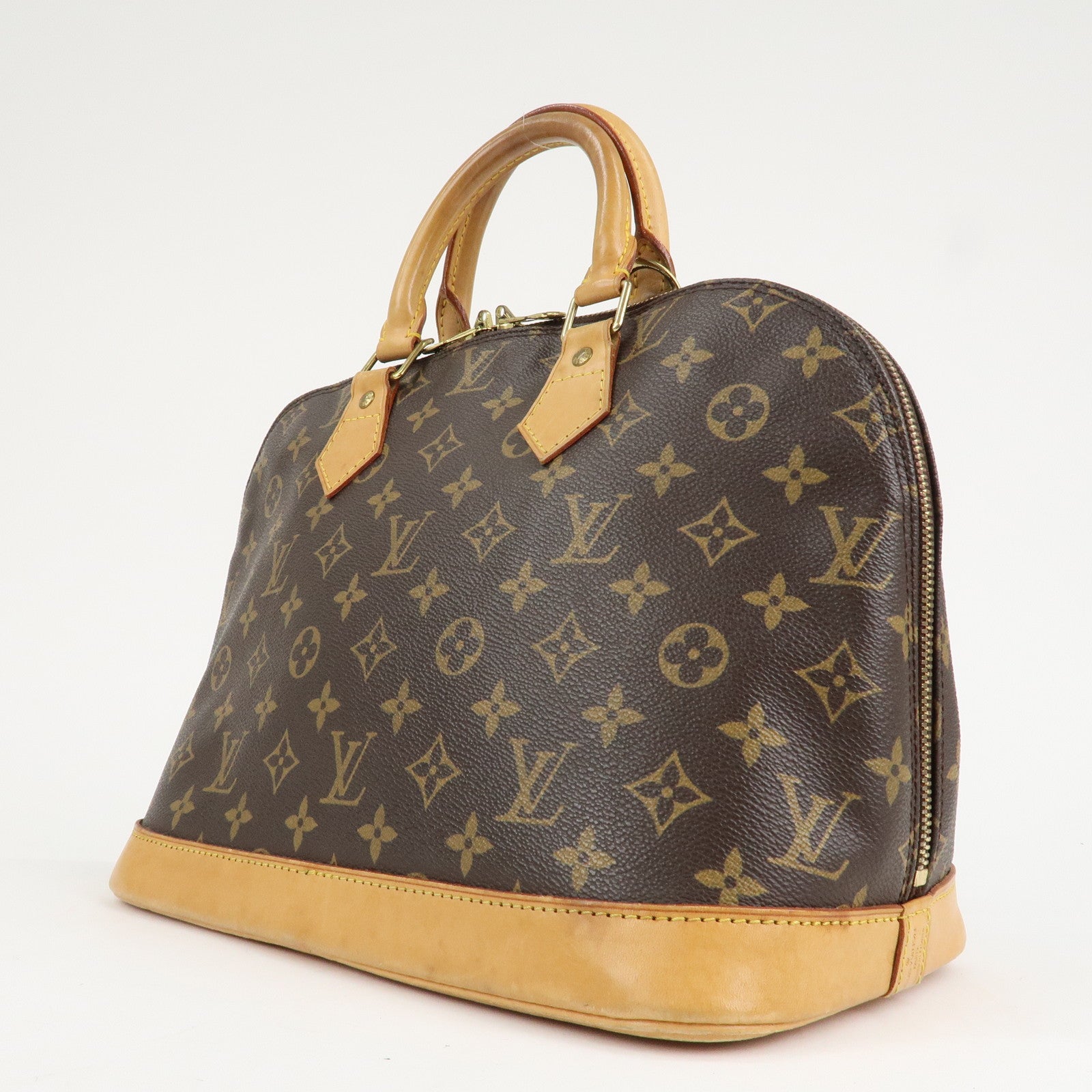 Louis Vuitton Monogram Alma Hand Bag Brown Gold Hardware M51130 Used